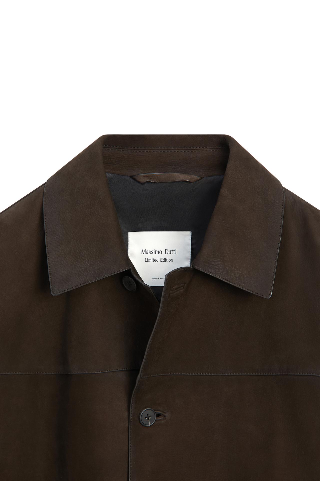 Leather nubuck pocket detail jacket - LIMITED EDITION — BROWN