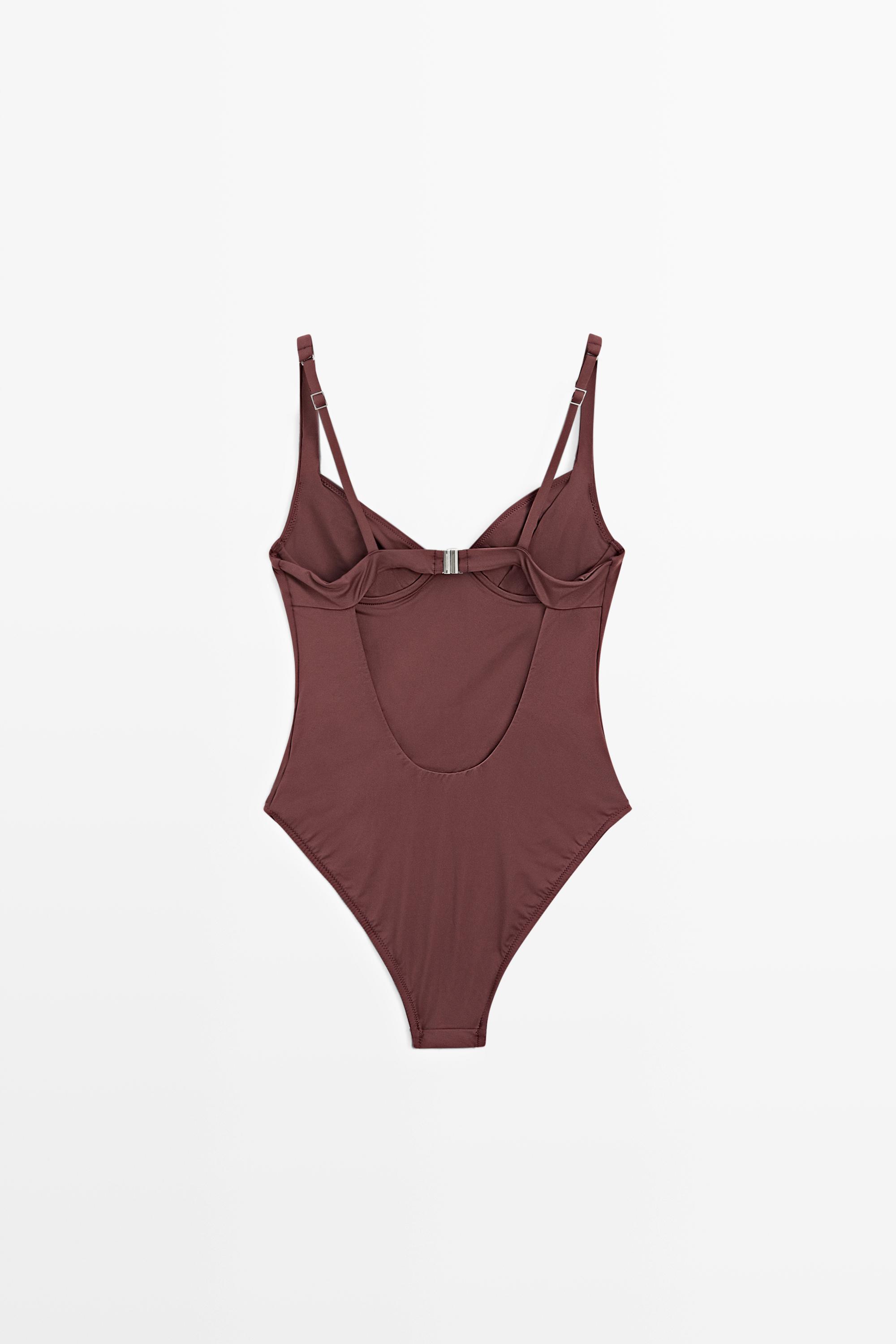 Swimsuit with underwire and wide straps — BROWN
