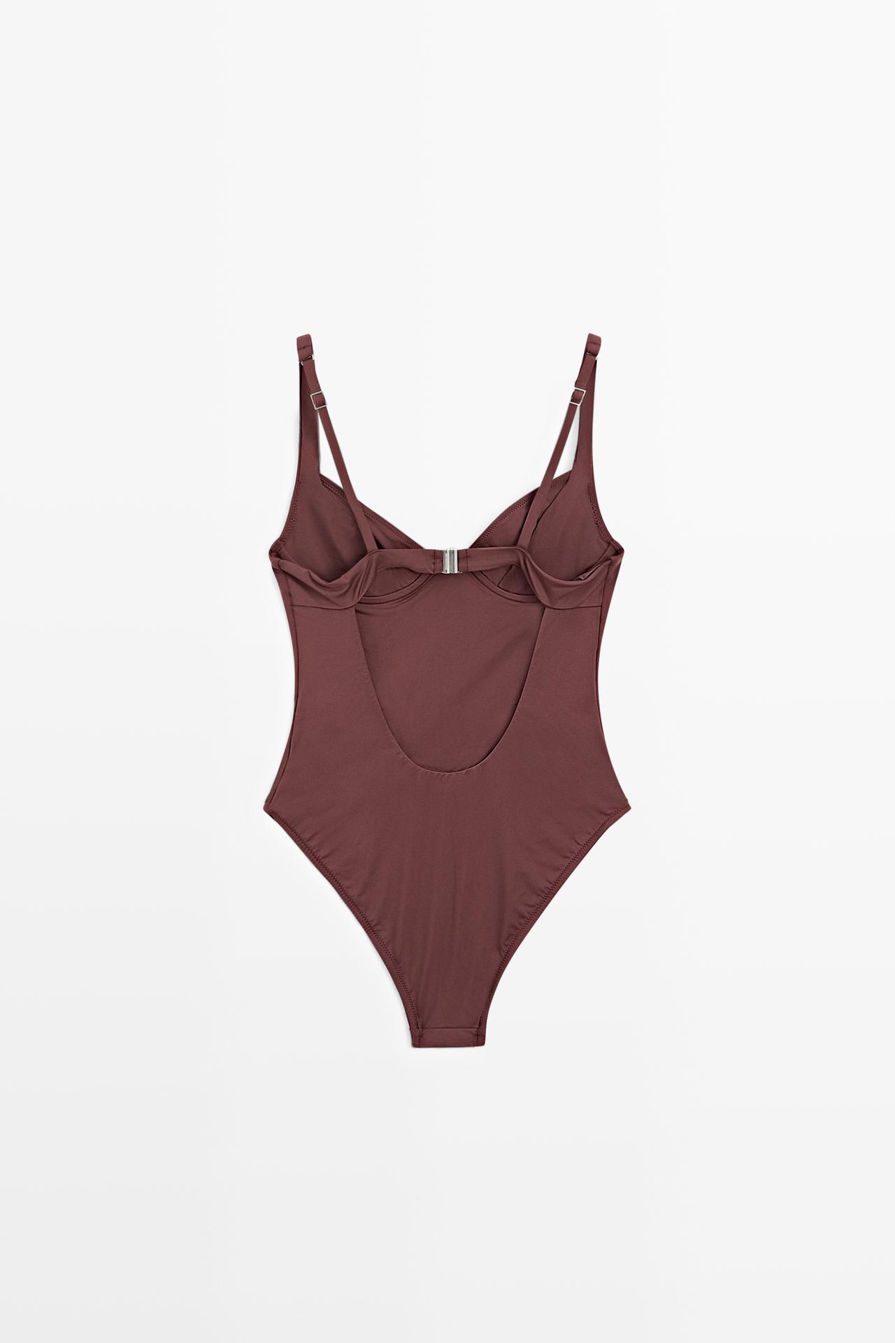 Swimsuit with underwire and wide straps — BROWN