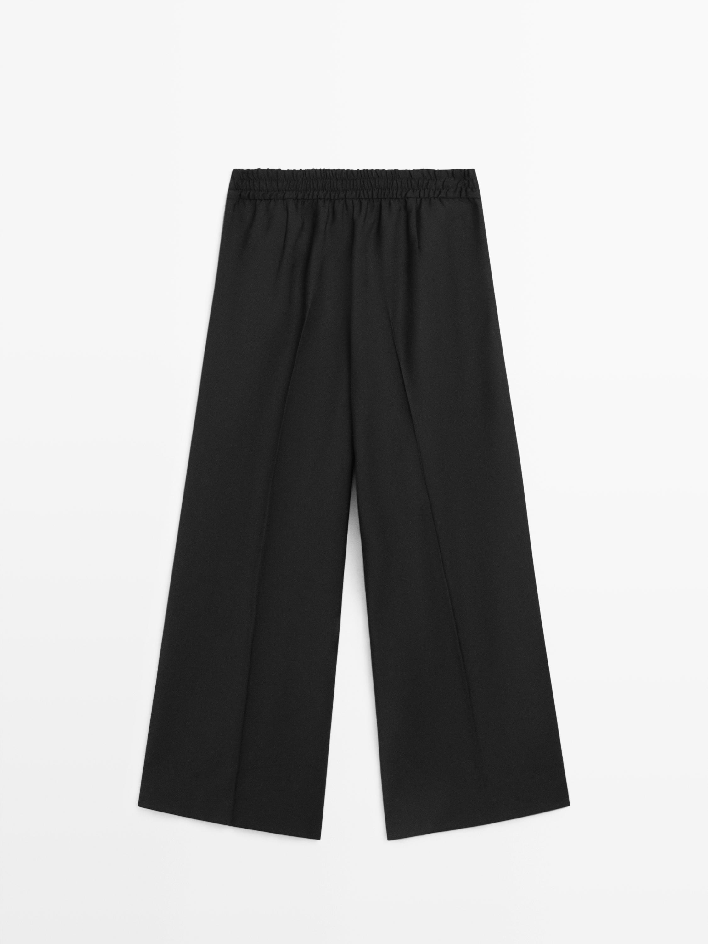 Täisvillased lühemad laia säärega venivad püksid