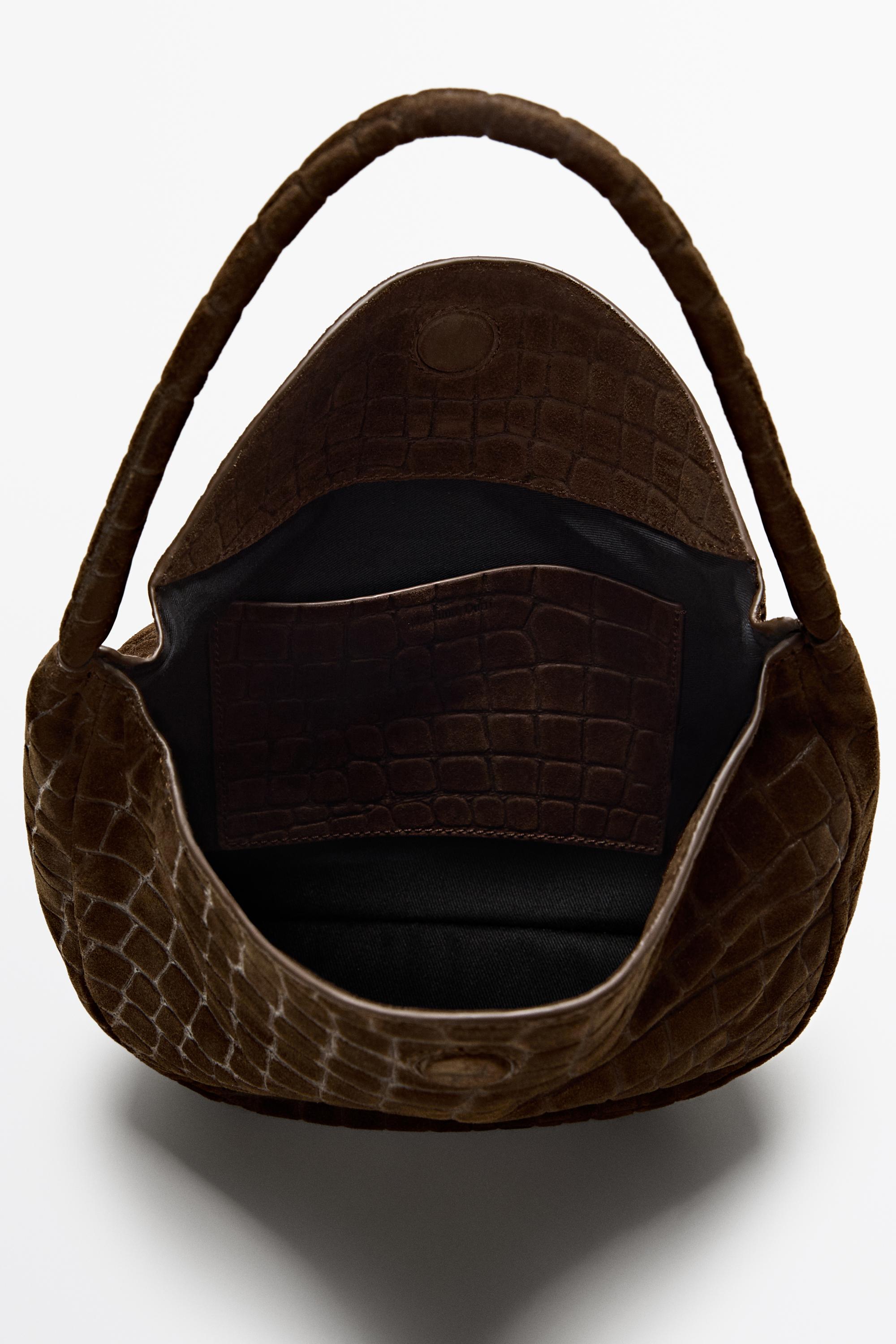 Split suede leather slouch mini bag