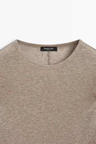 Long sleeve wool-blend T-shirt — MOLE BROWN 9