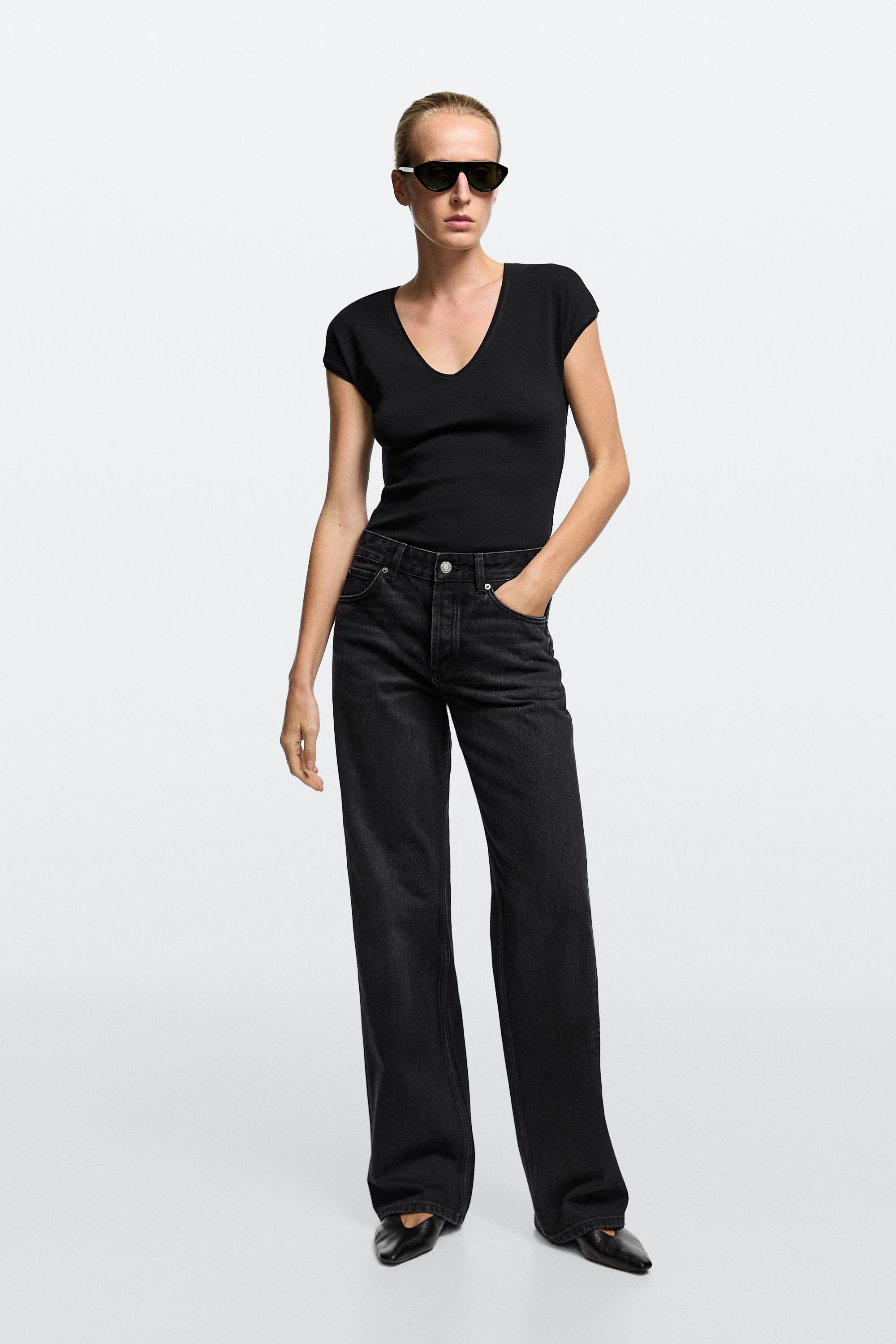 Jeansy wide leg ze średnim stanem