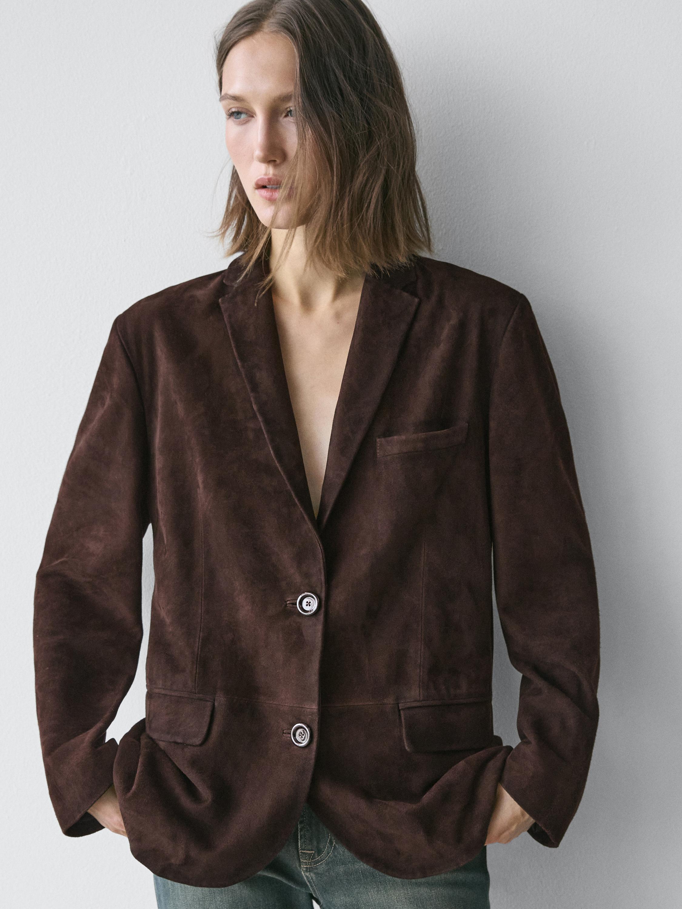 Suede leather blazer