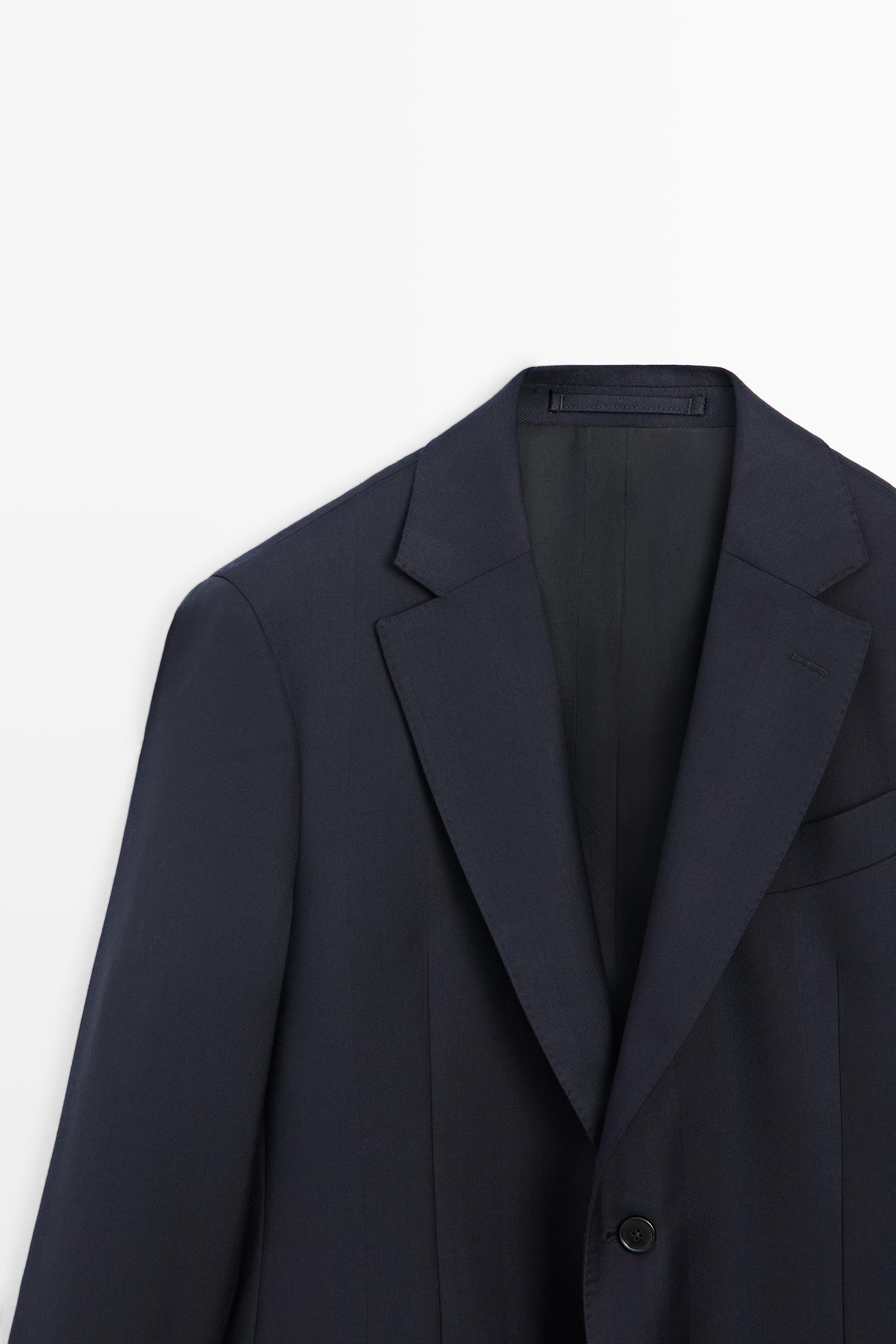 Herringbone suit blazer — NAVY BLUE