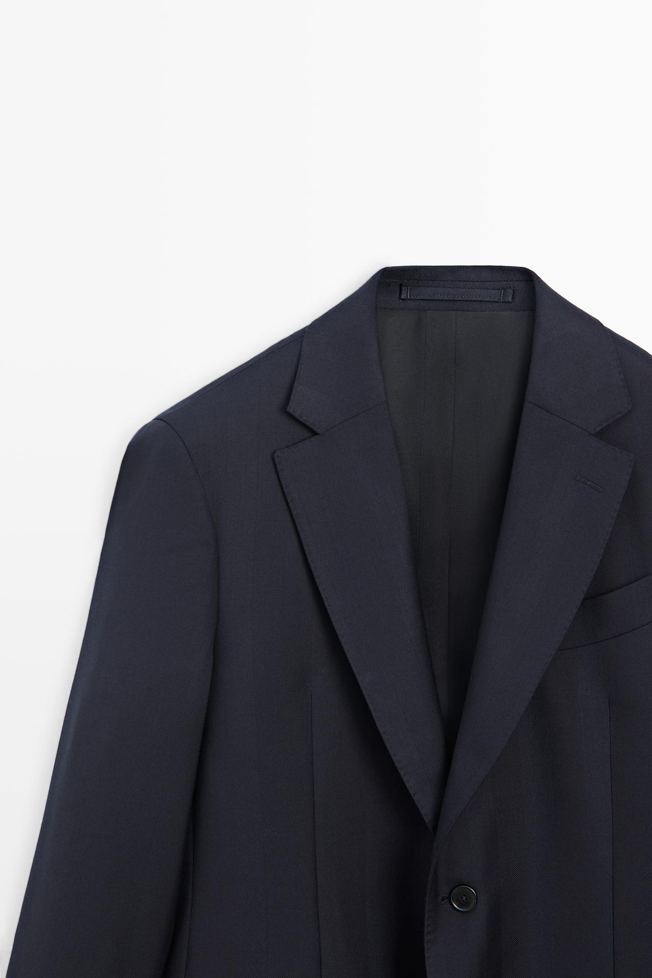 Herringbone suit blazer — NAVY BLUE