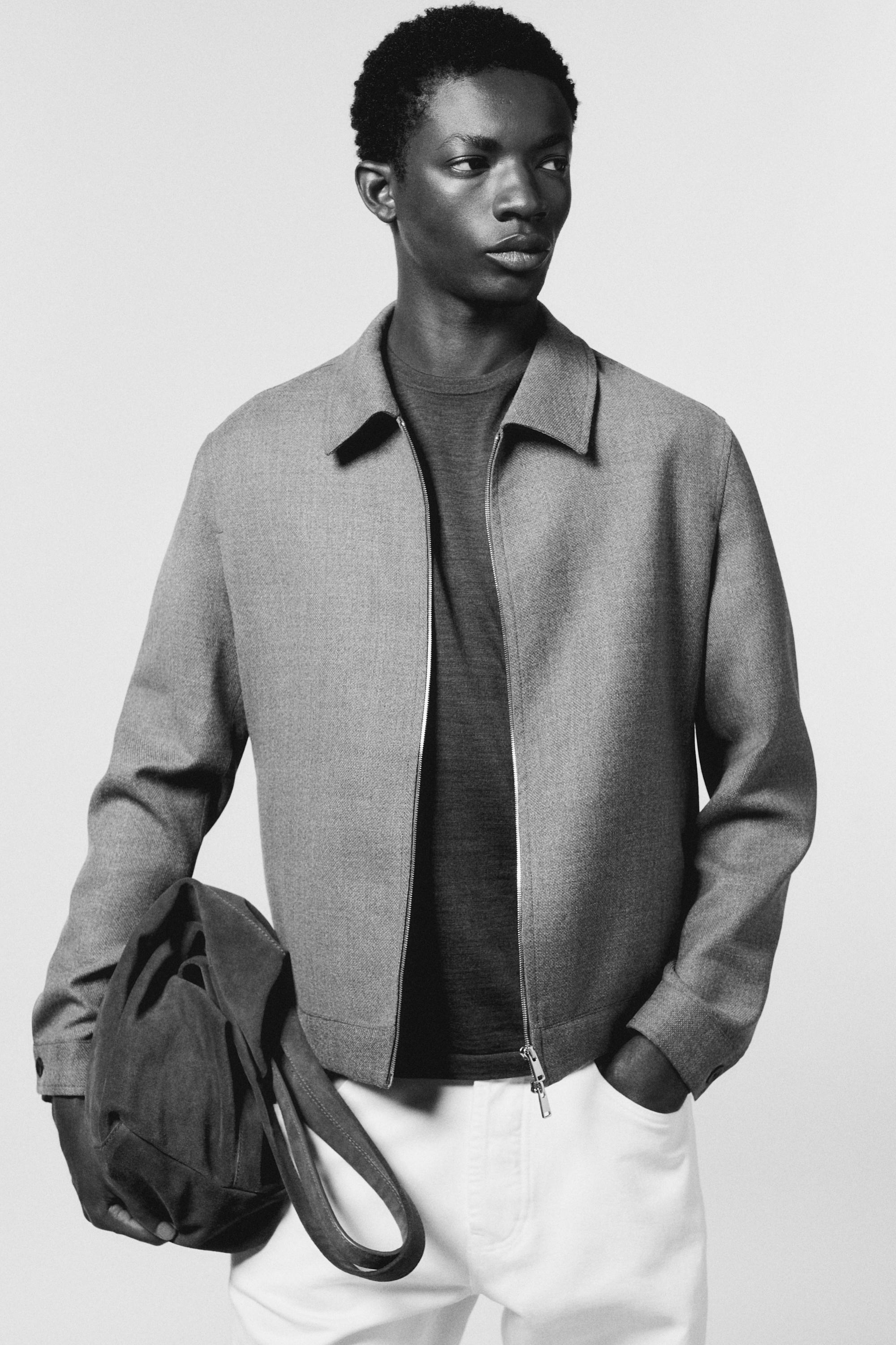 100% wool structured jacket — Greyish green