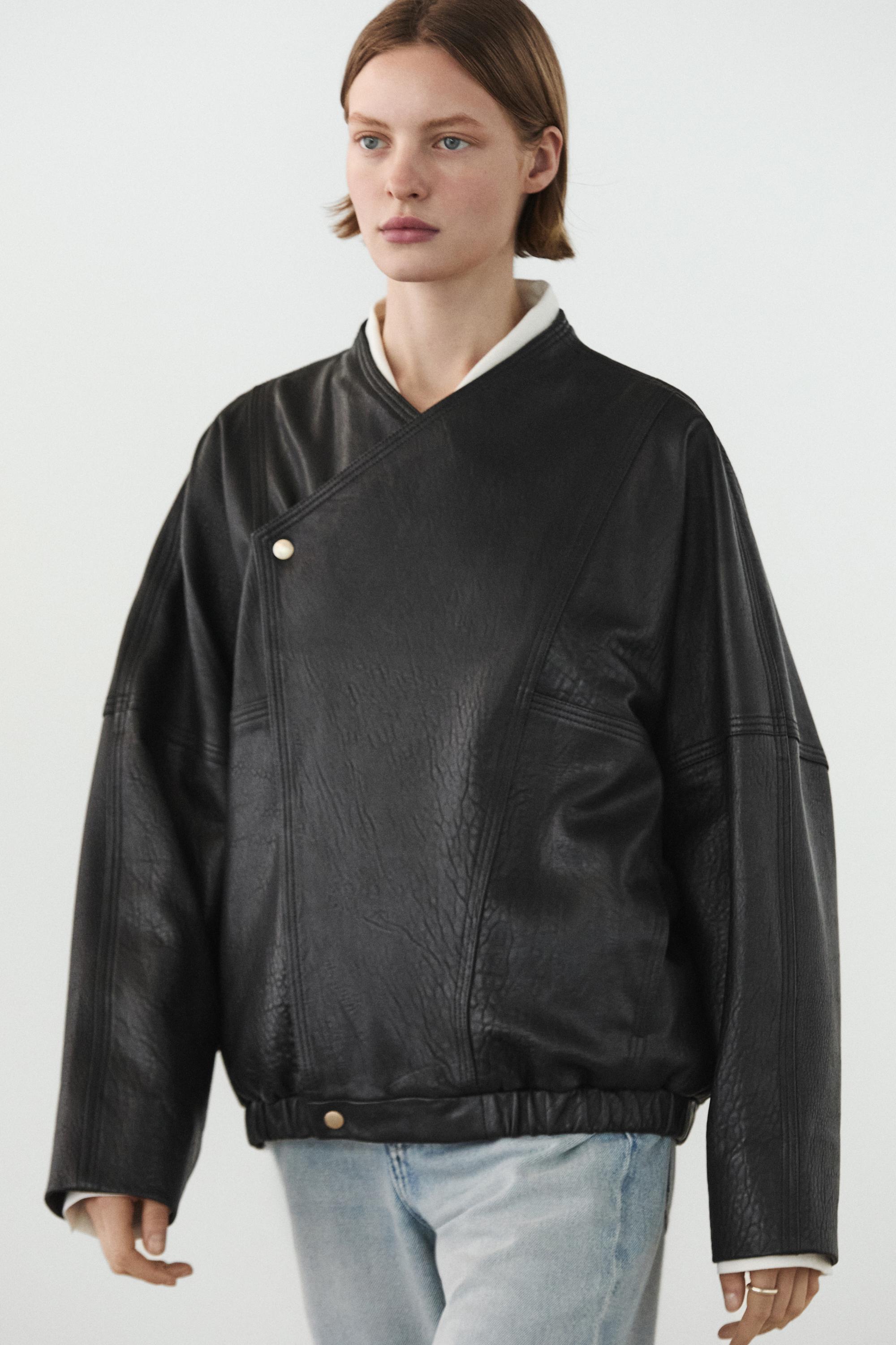Leather bomber jacket