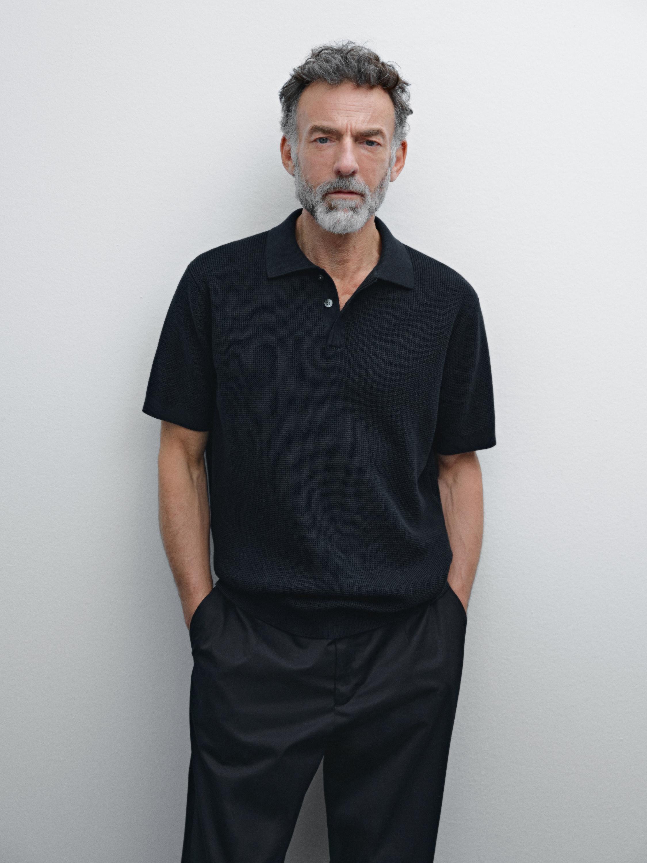 Polo en maille texturée de coton