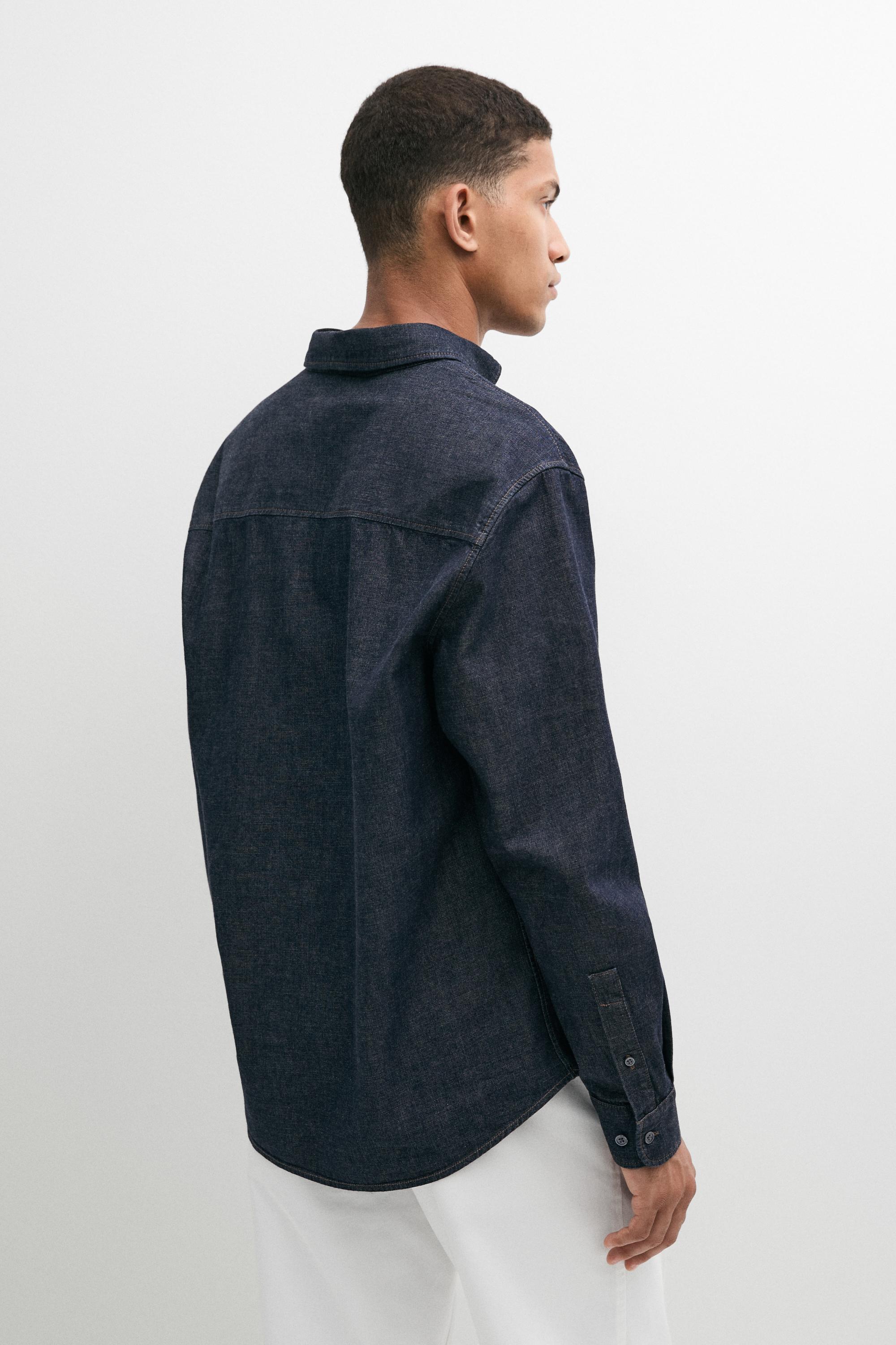 100% Cotton Regular Fit Denim Shirt — BLUE