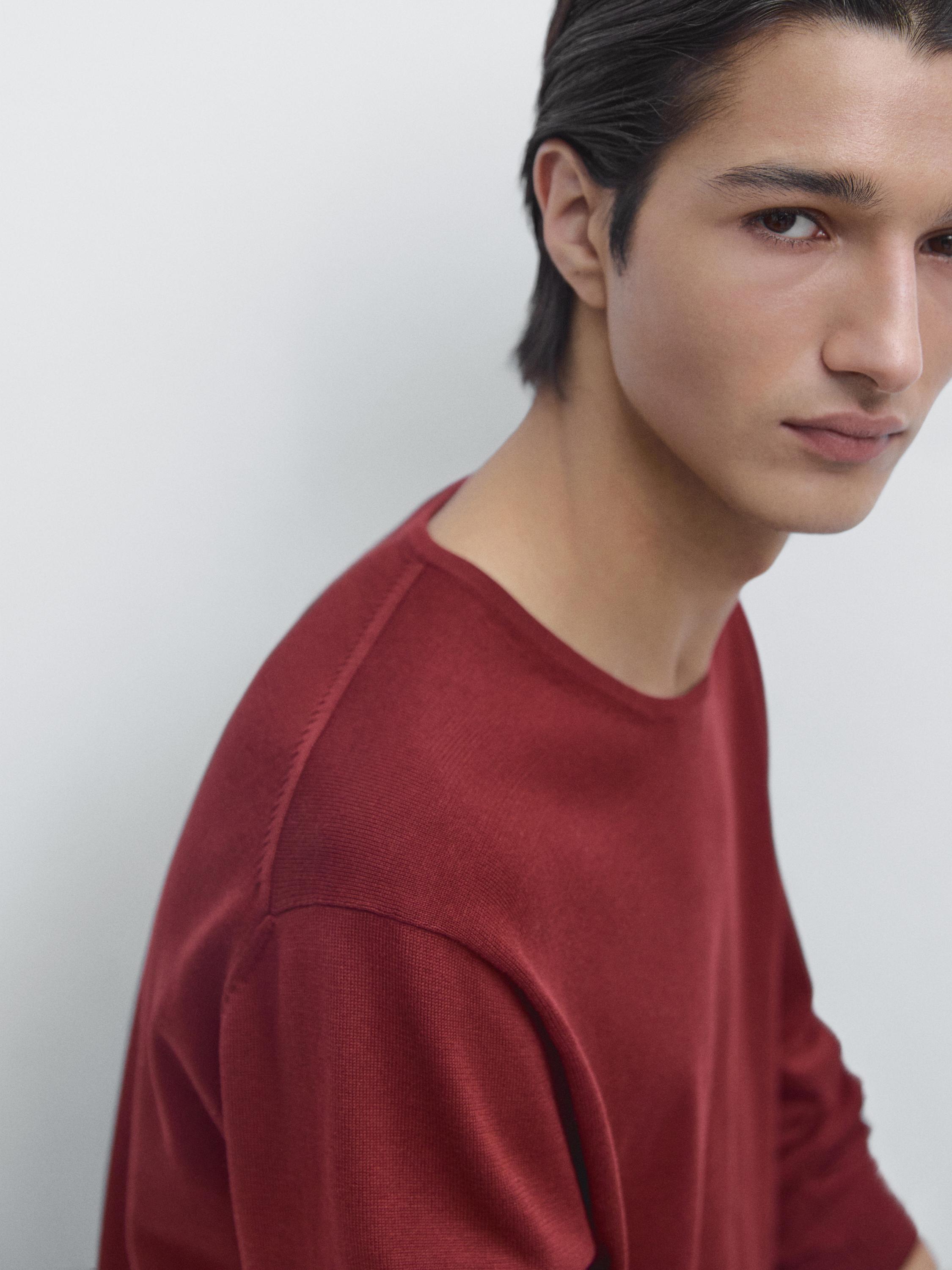 Knit 100% cotton crew neck sweater — GRANADA