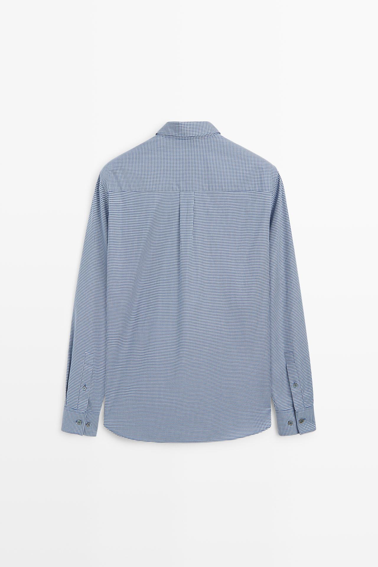 Regular fit micro-check shirt — DEEP BLUE