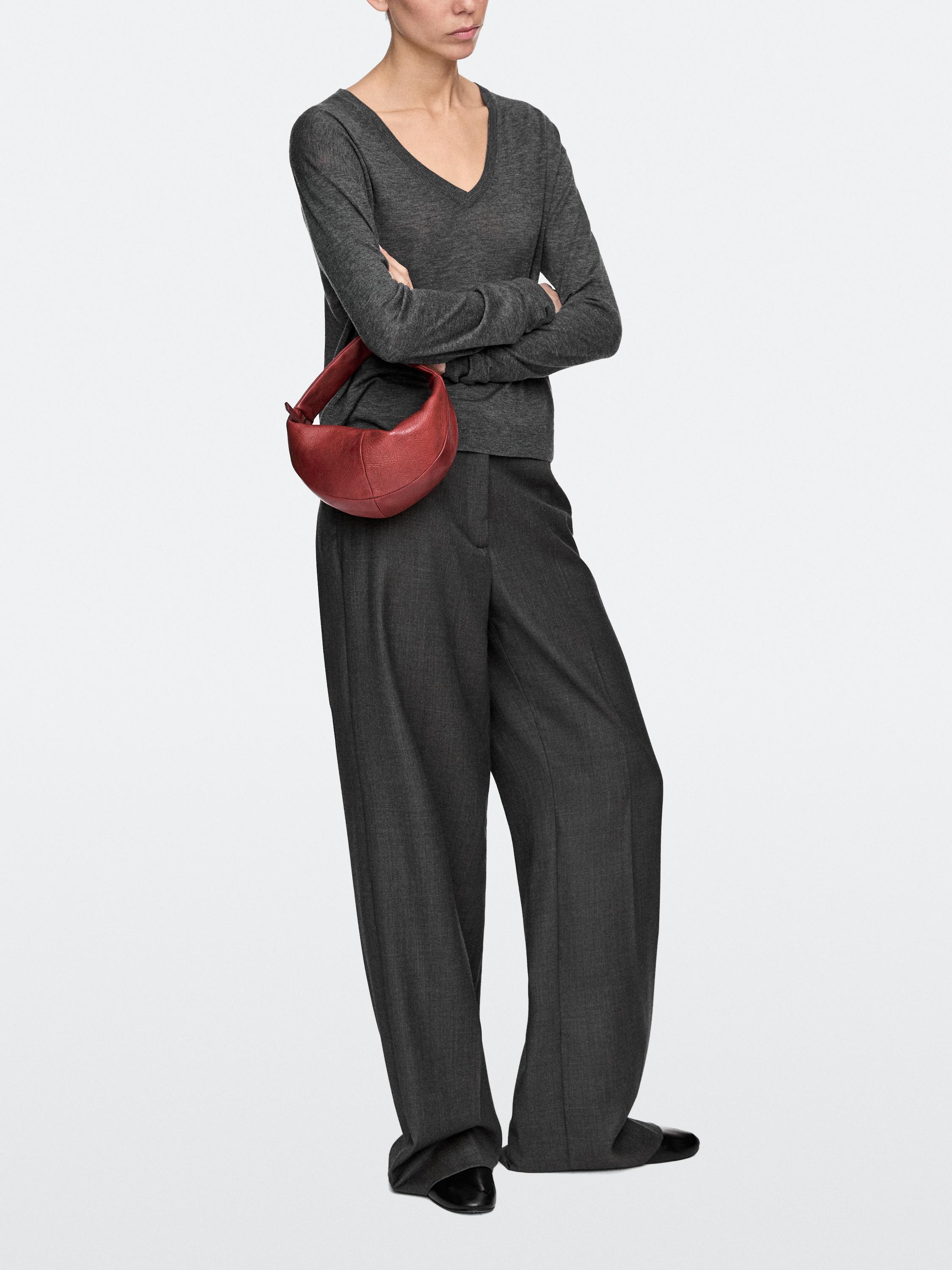 Mini nappa leather half-moon bag — RED