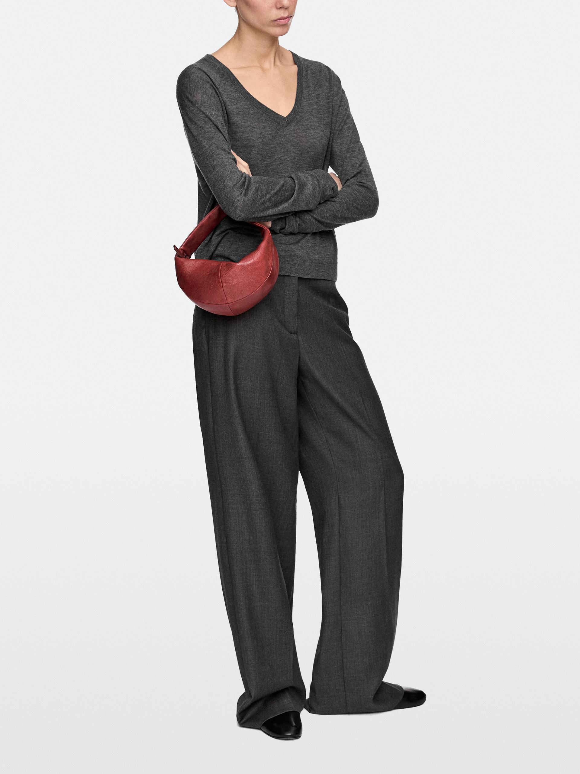 Borsa Mini A Mezzaluna In Pelle Nappa - Rosso - 01 - Massimo Dutti - Femminile