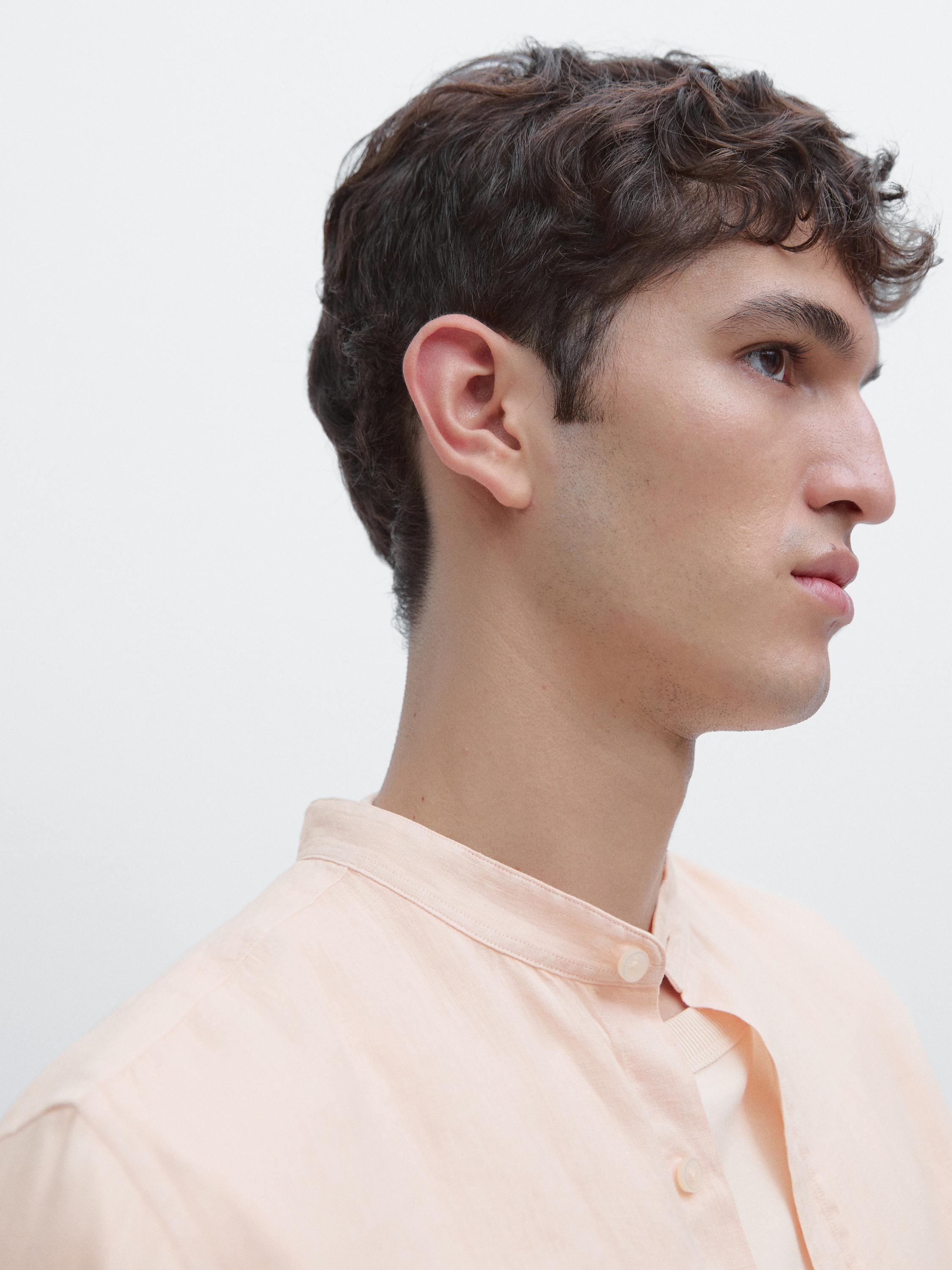 Slim fit stand collar shirt — ORANGE