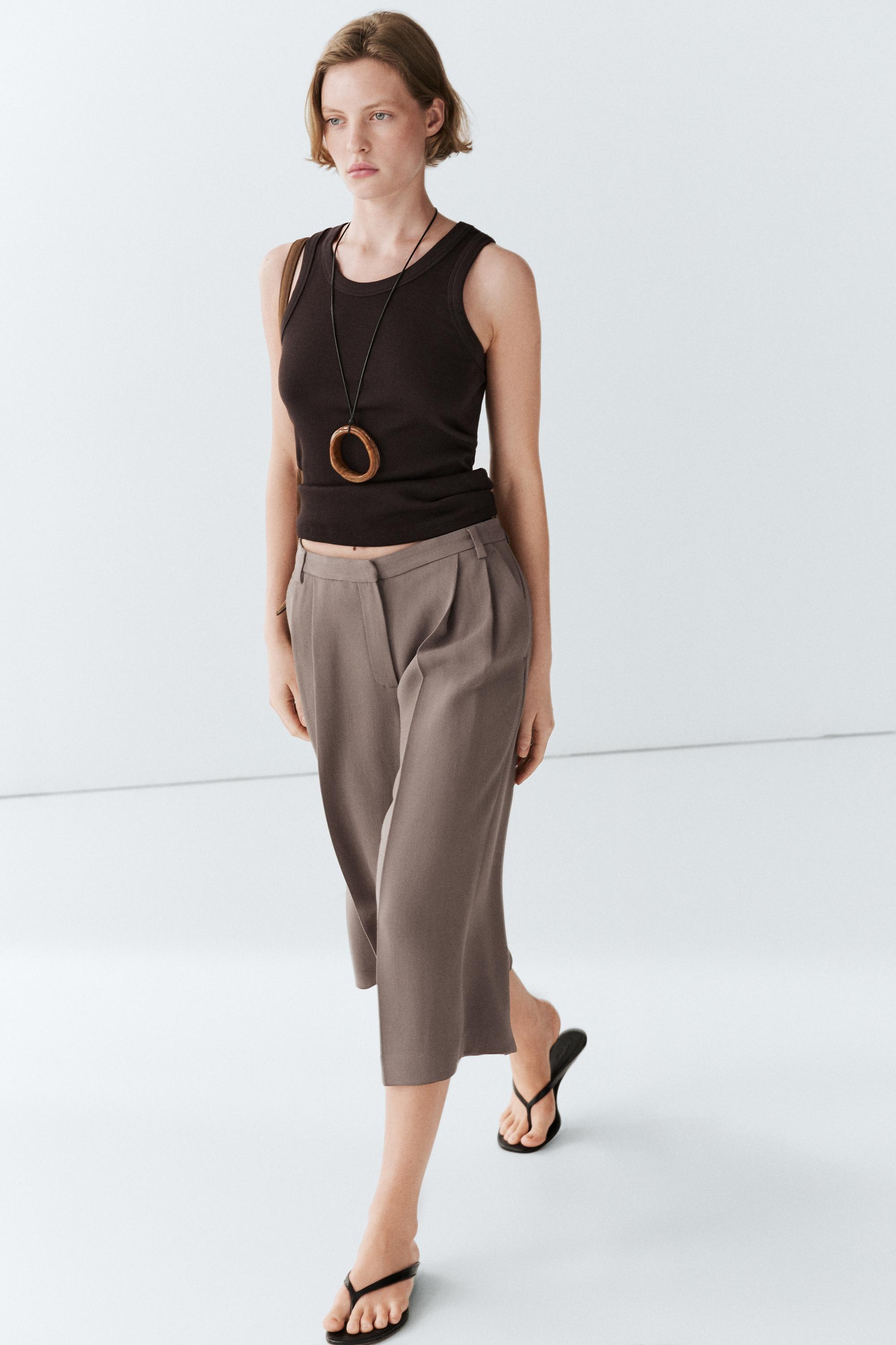 Flowing long wide-leg Bermuda shorts — MOLE BROWN