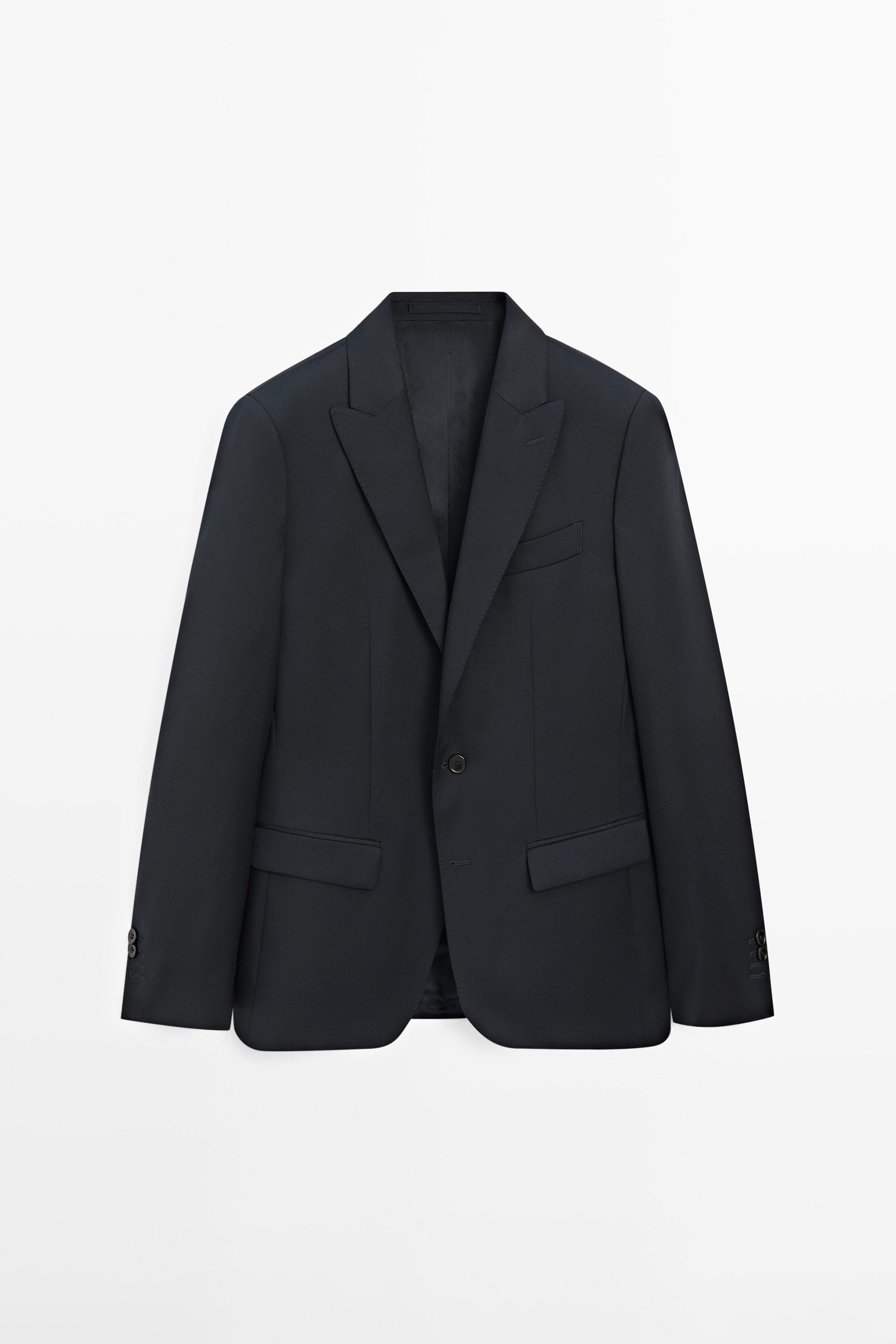 100% cool wool suit blazer — NAVY BLUE