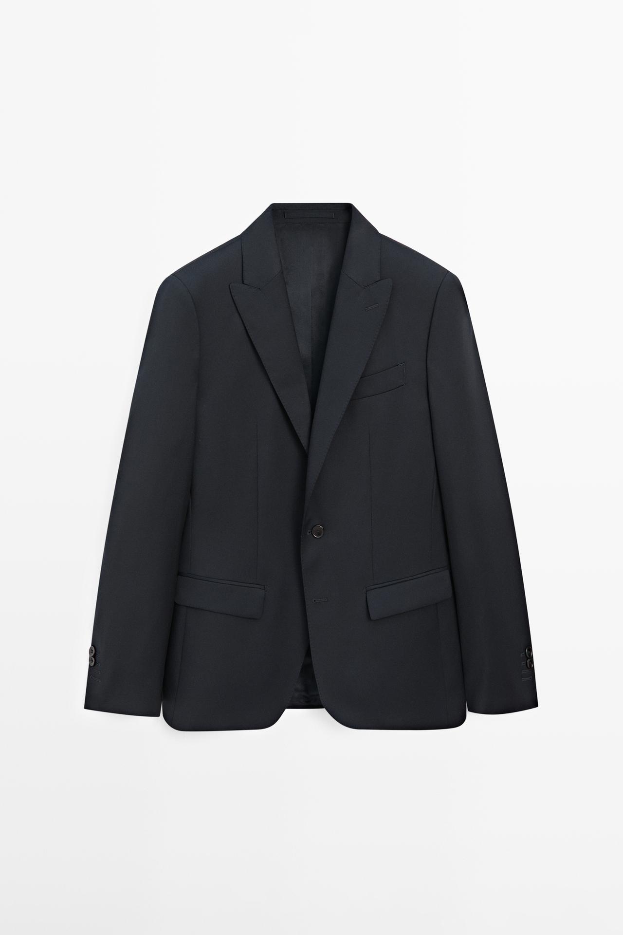 100% cool wool suit blazer — NAVY BLUE