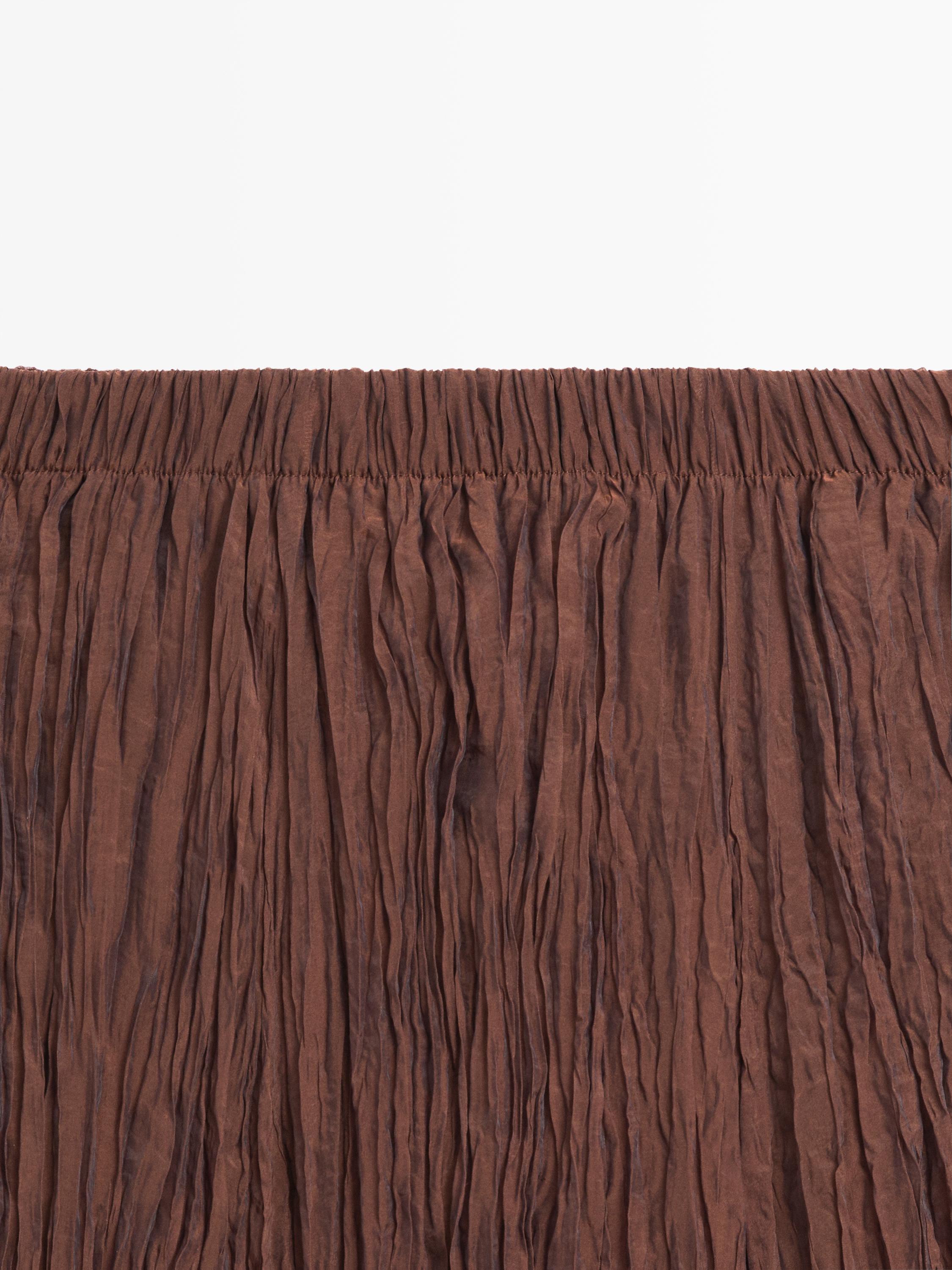 Pleated organza midi skirt — Caramel