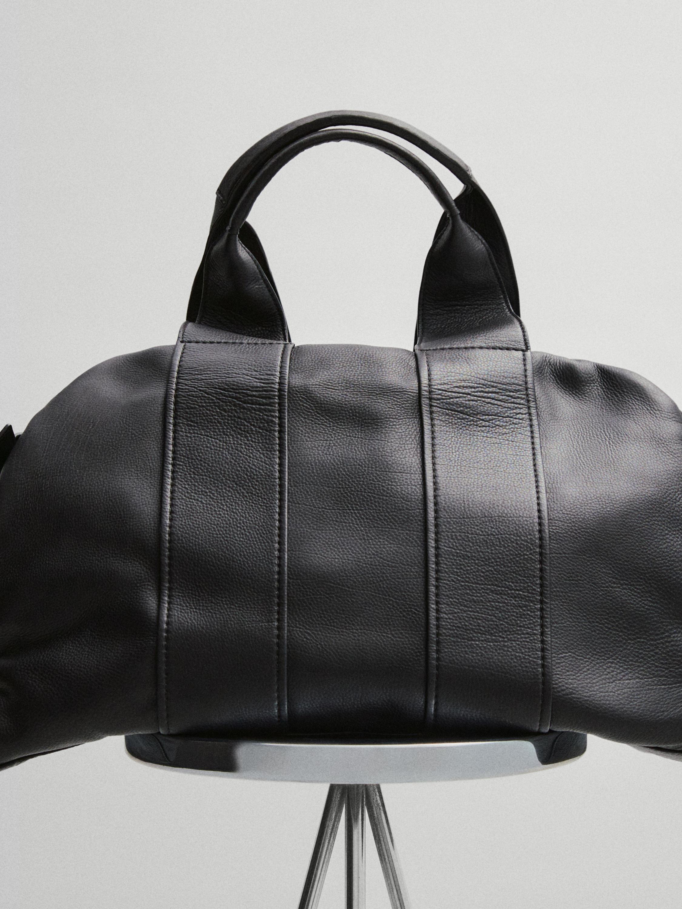 Nappa leather travel bag — BLACK