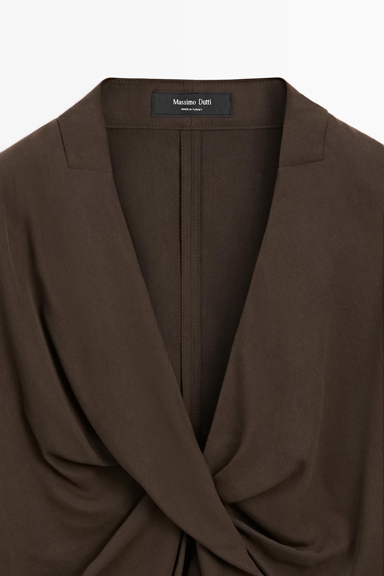 Flowing blouse with draped detail — BROWN