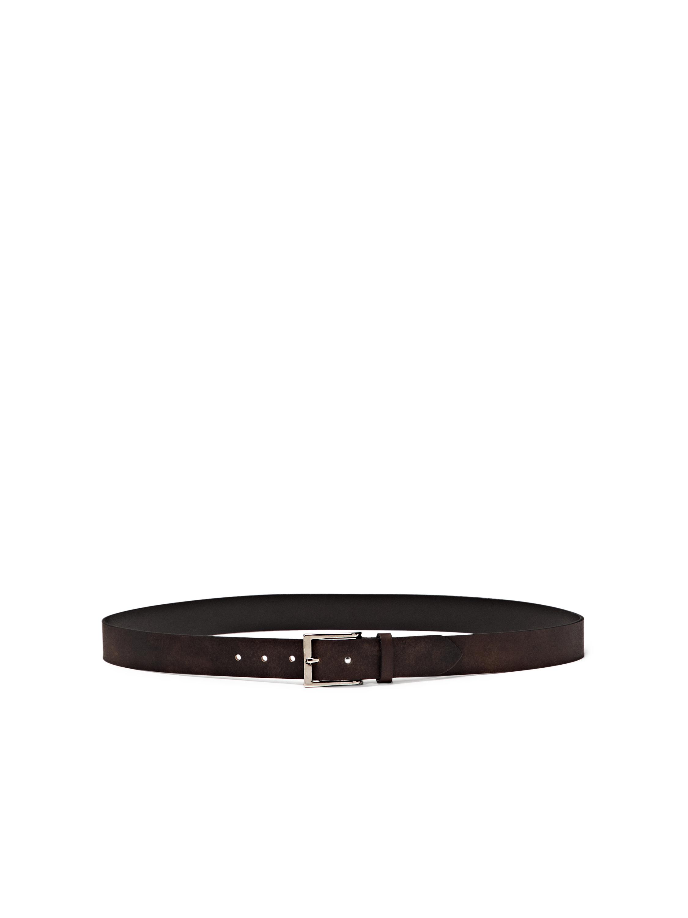 Distressed leather belt — MOLE BROWN