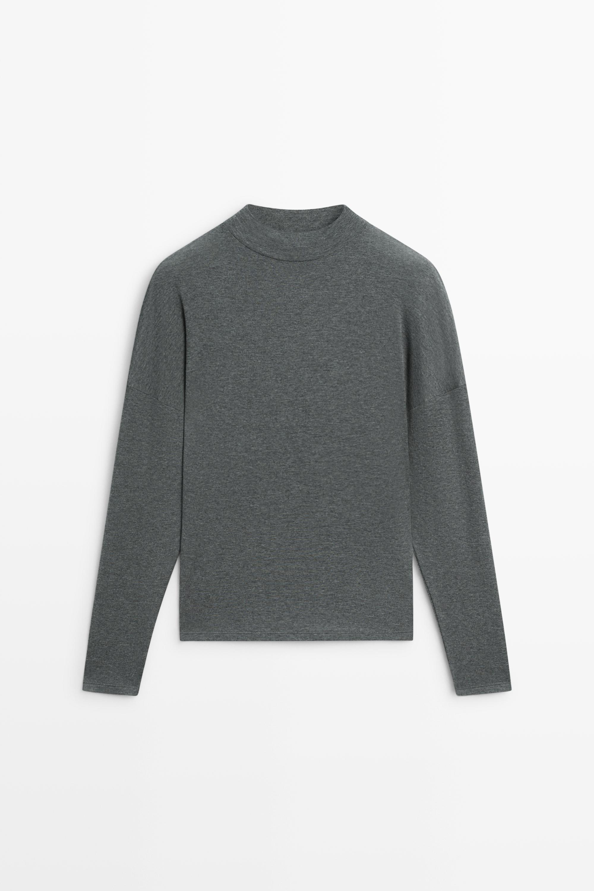 Funnel neck knit T-shirt by Massimo Dutti