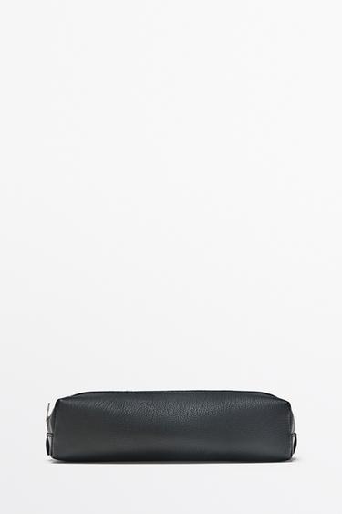 Nappa leather zip pouch — BLACK 1