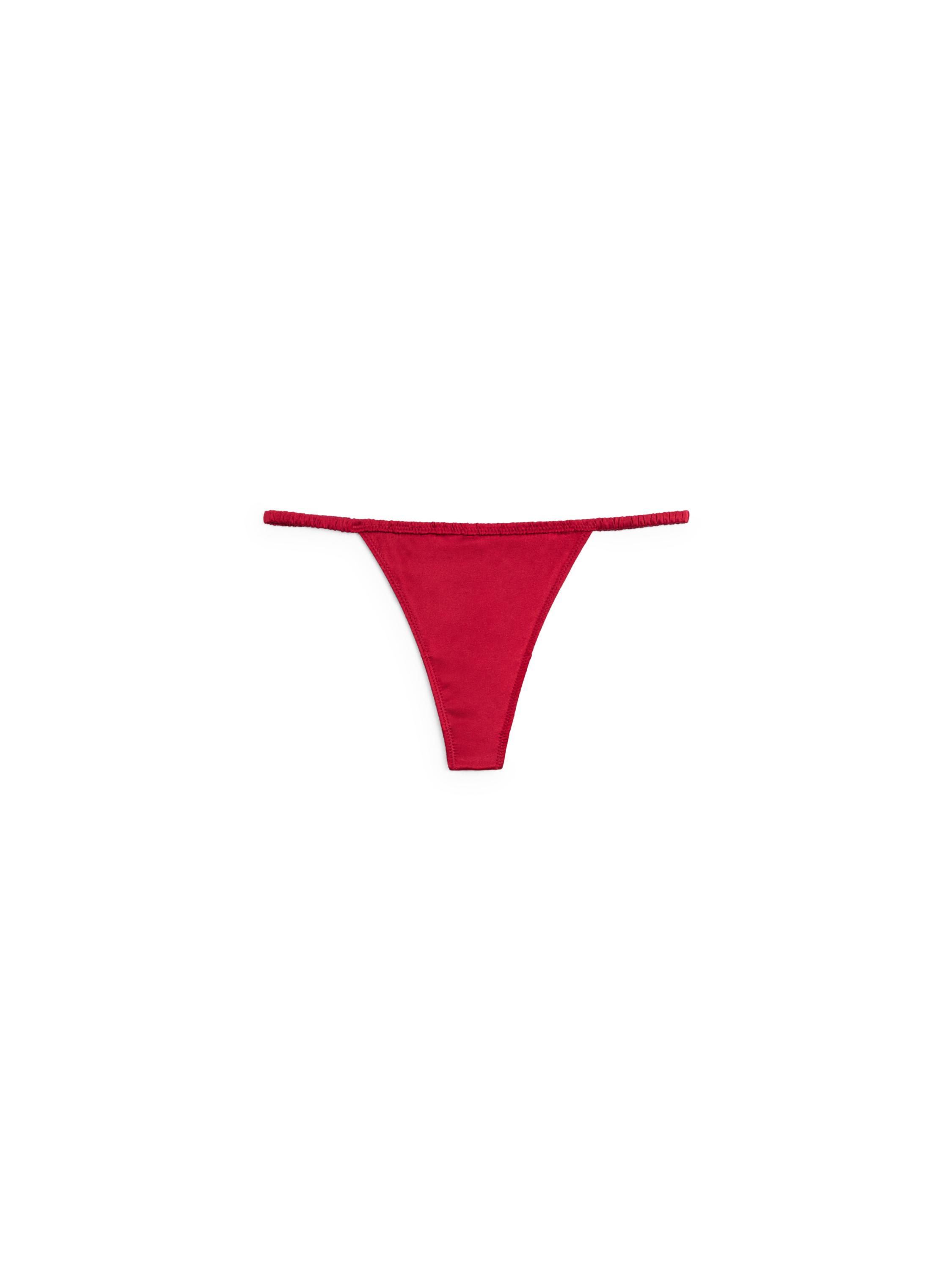 Silk thong with lace detail — RED