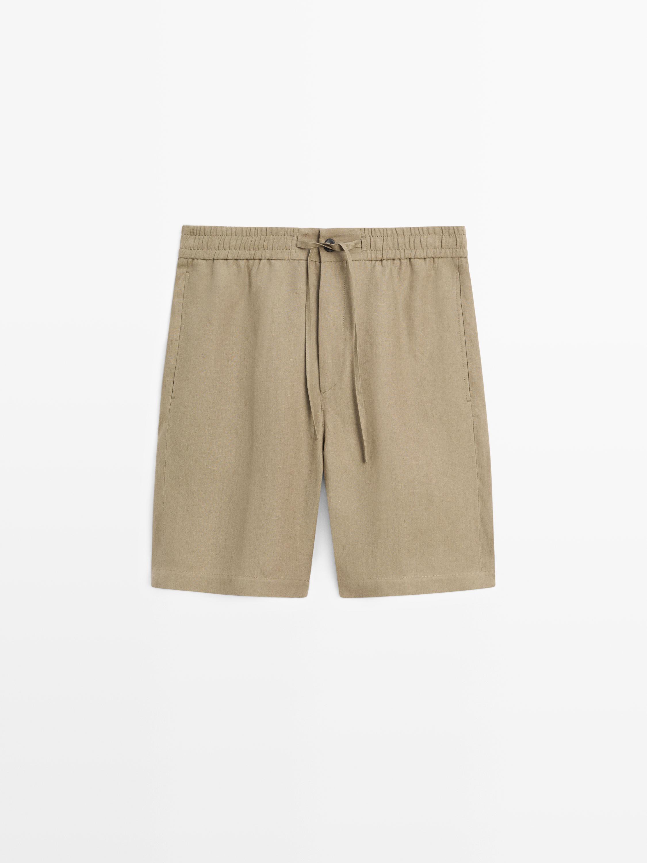 Celana bermuda jogger-fit linen