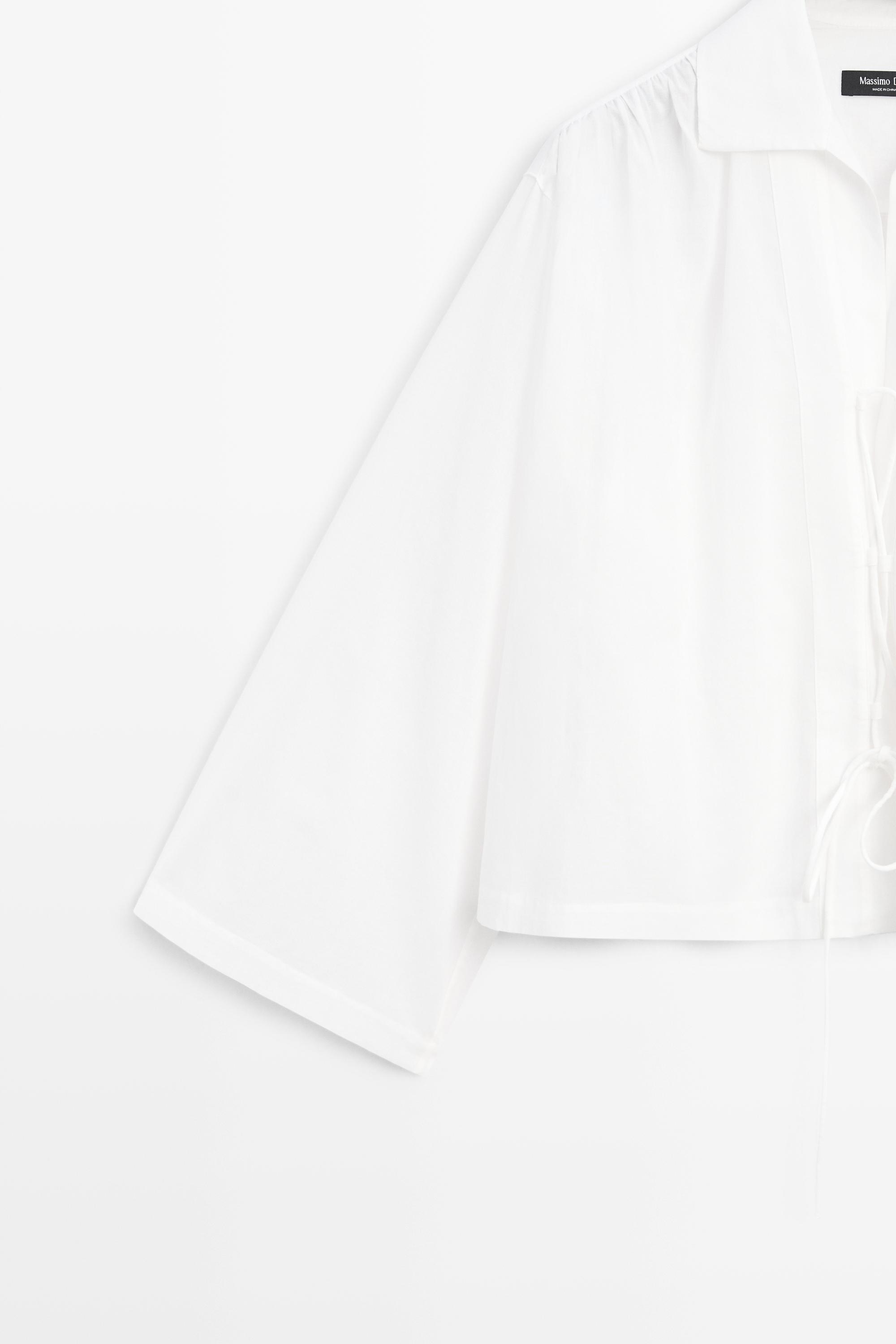 100% cotton shirt with fastening detail — WHITE