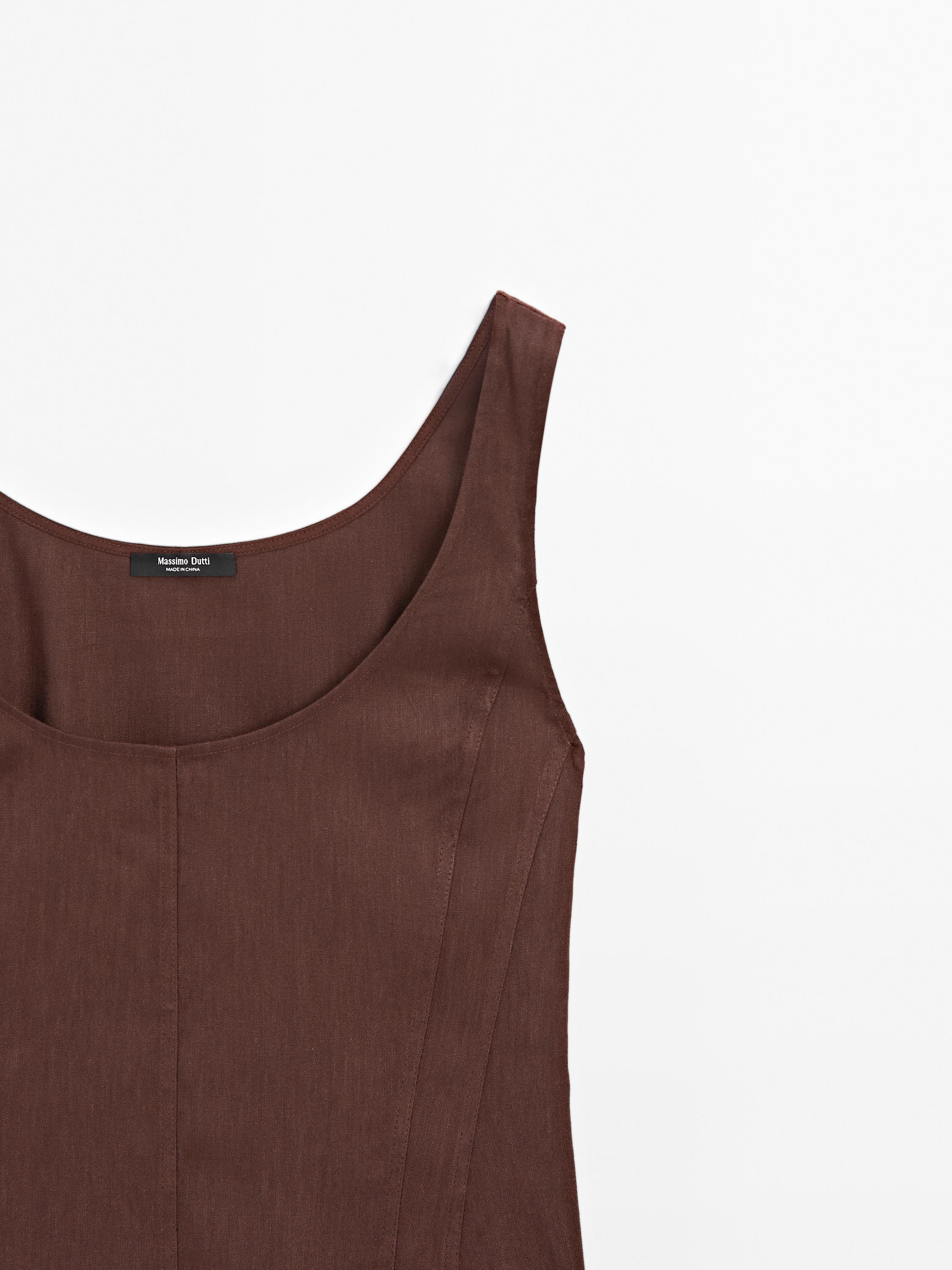 Strappy linen blend top
