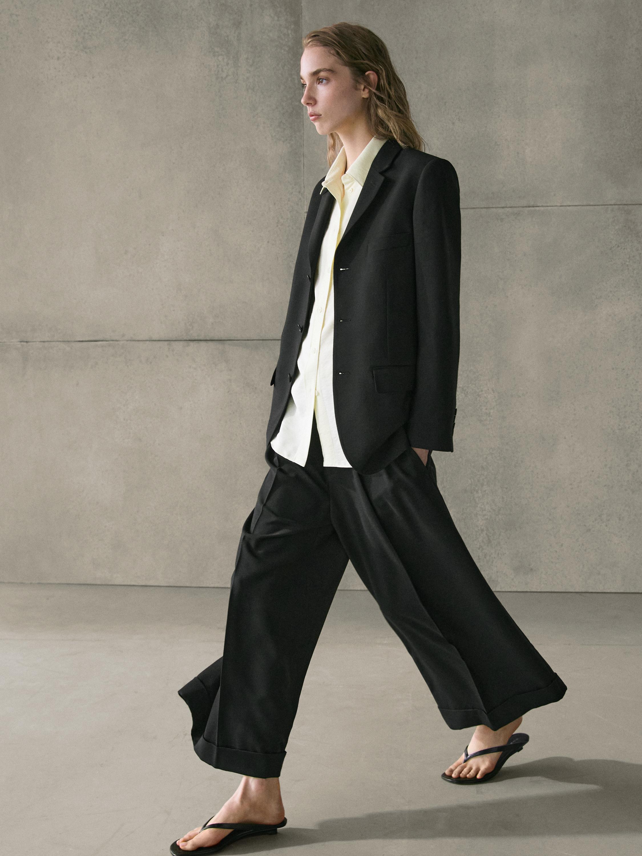Flowing trousers with darts — BLACK