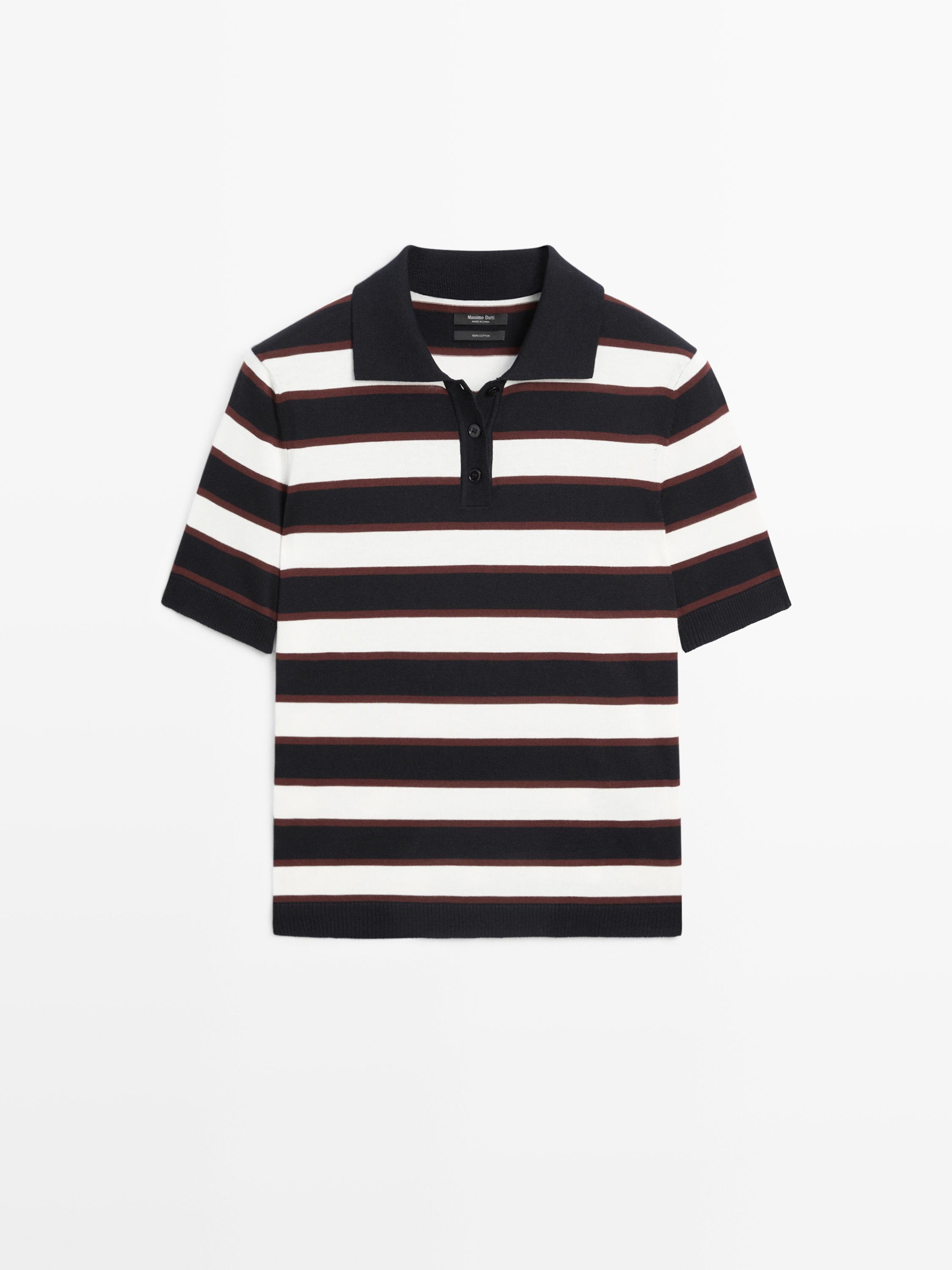 Pull polo en maille à rayures