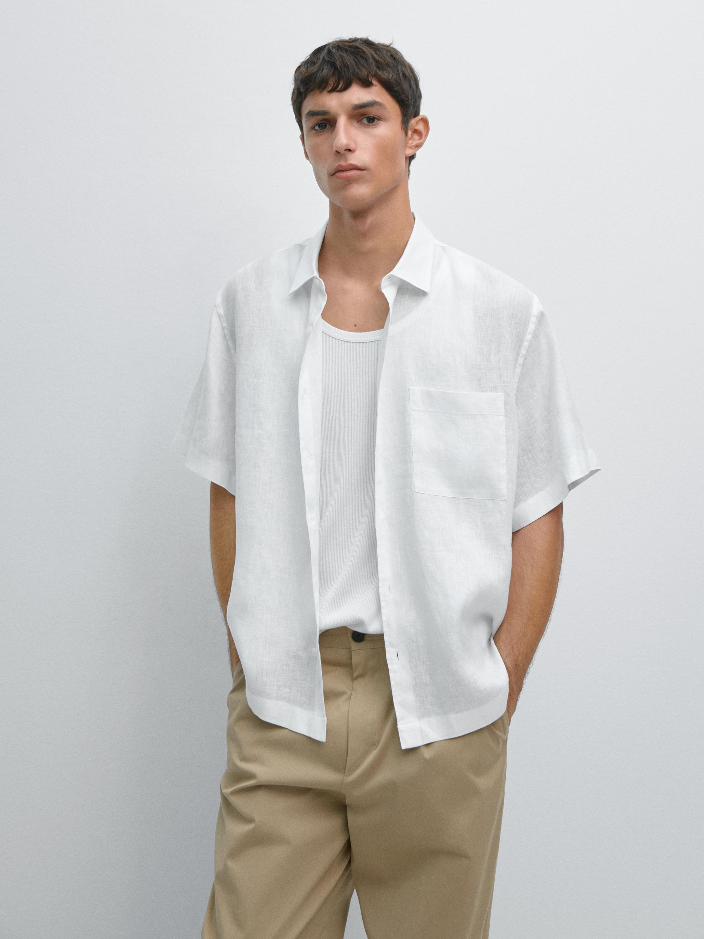 100% linen short sleeve shirt