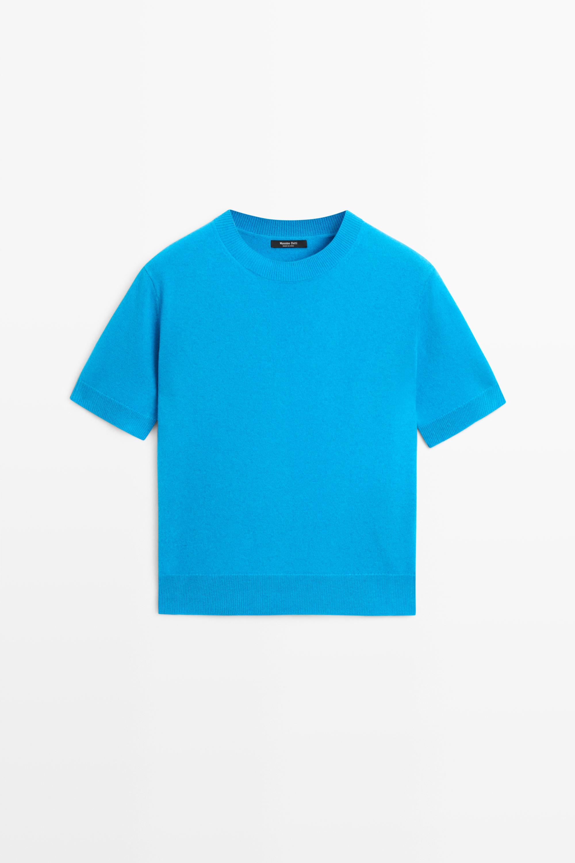 Wool blend short-sleeve knit sweater
