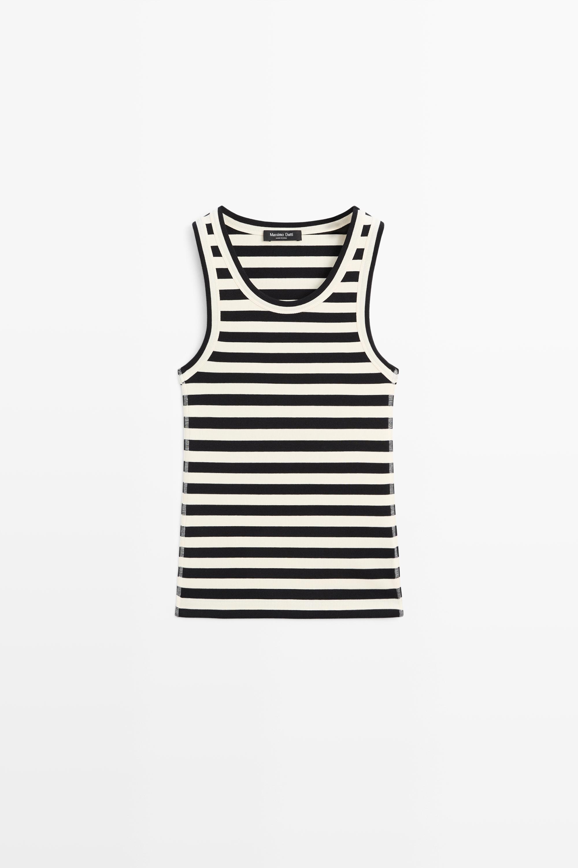 Camiseta sin mangas rib detalle rayas