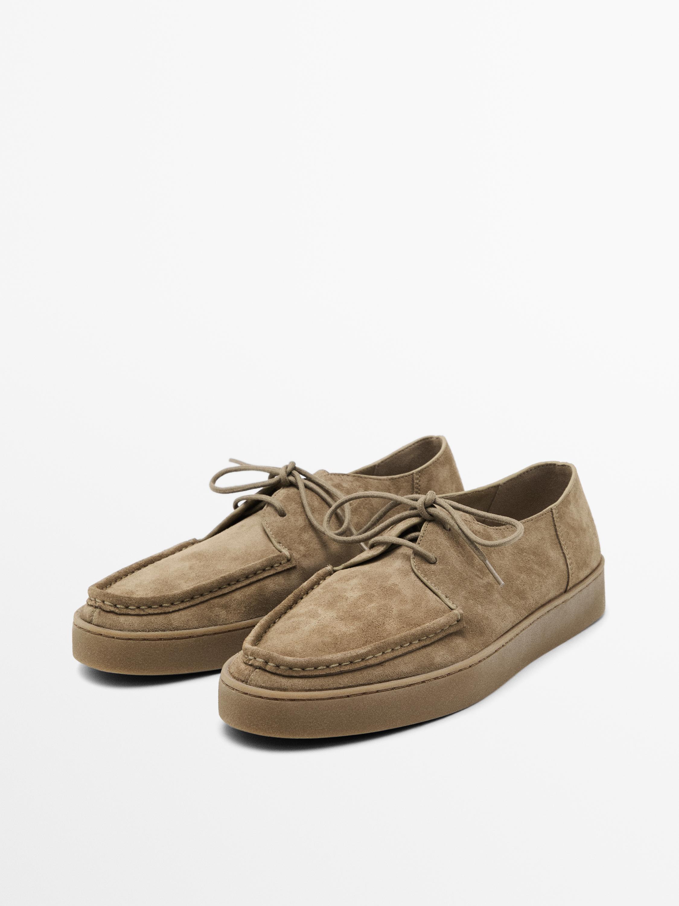 Moc toe split suede shoes · Sand, Brown · Shoes Massimo Dutti