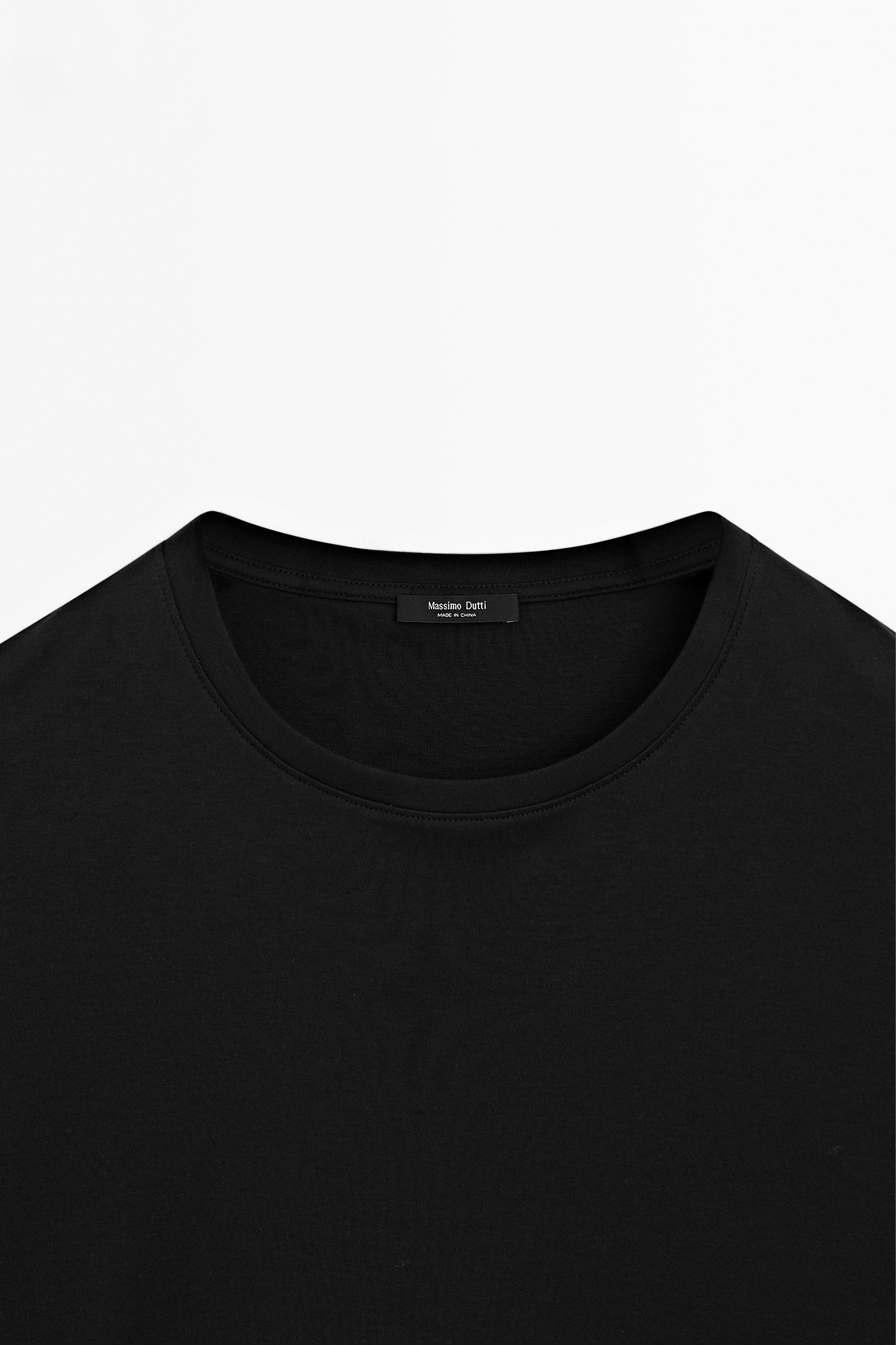 100% mercerised cotton T-shirt — BLACK