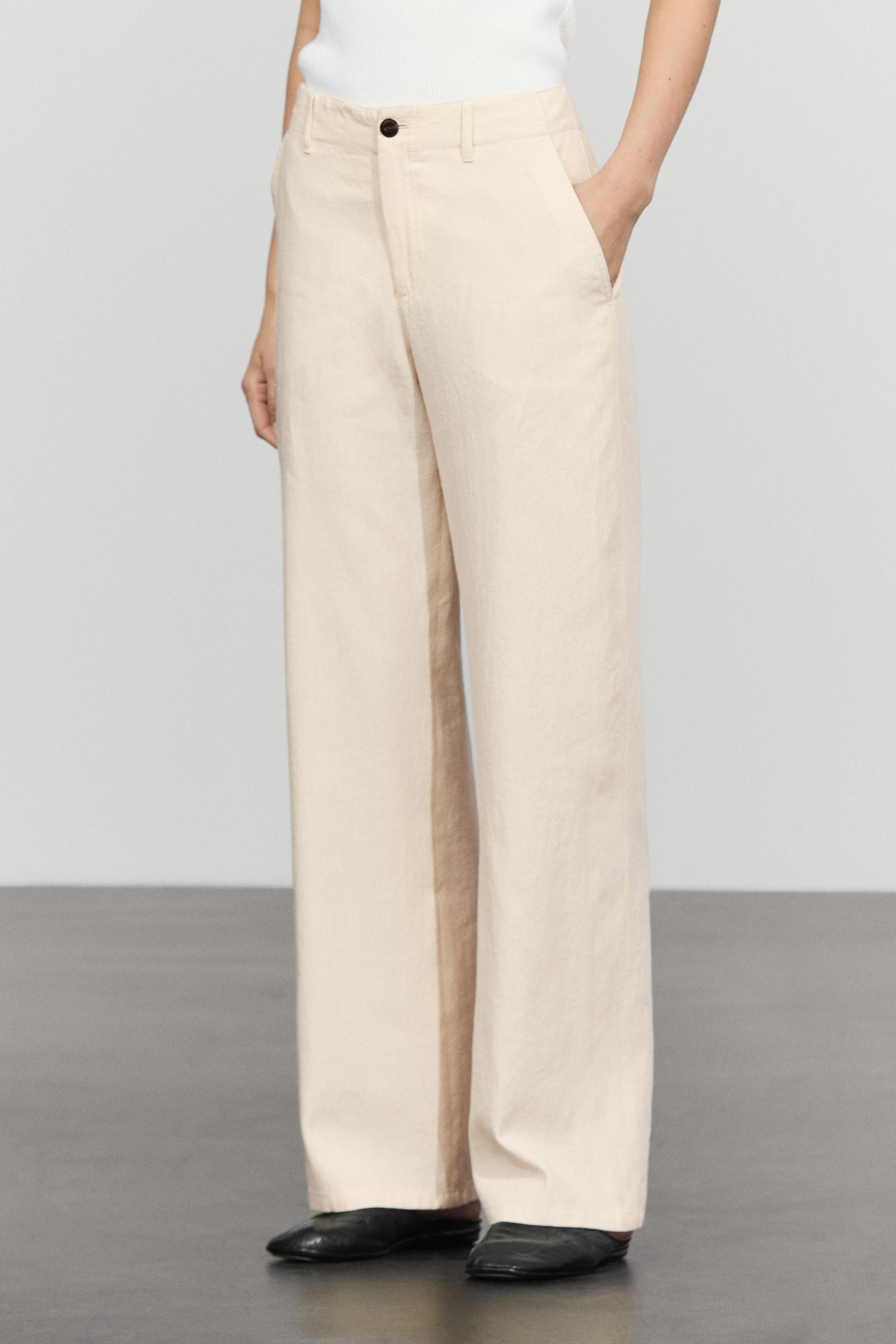 Linen blend relaxed fit pants — OCHRE MARL