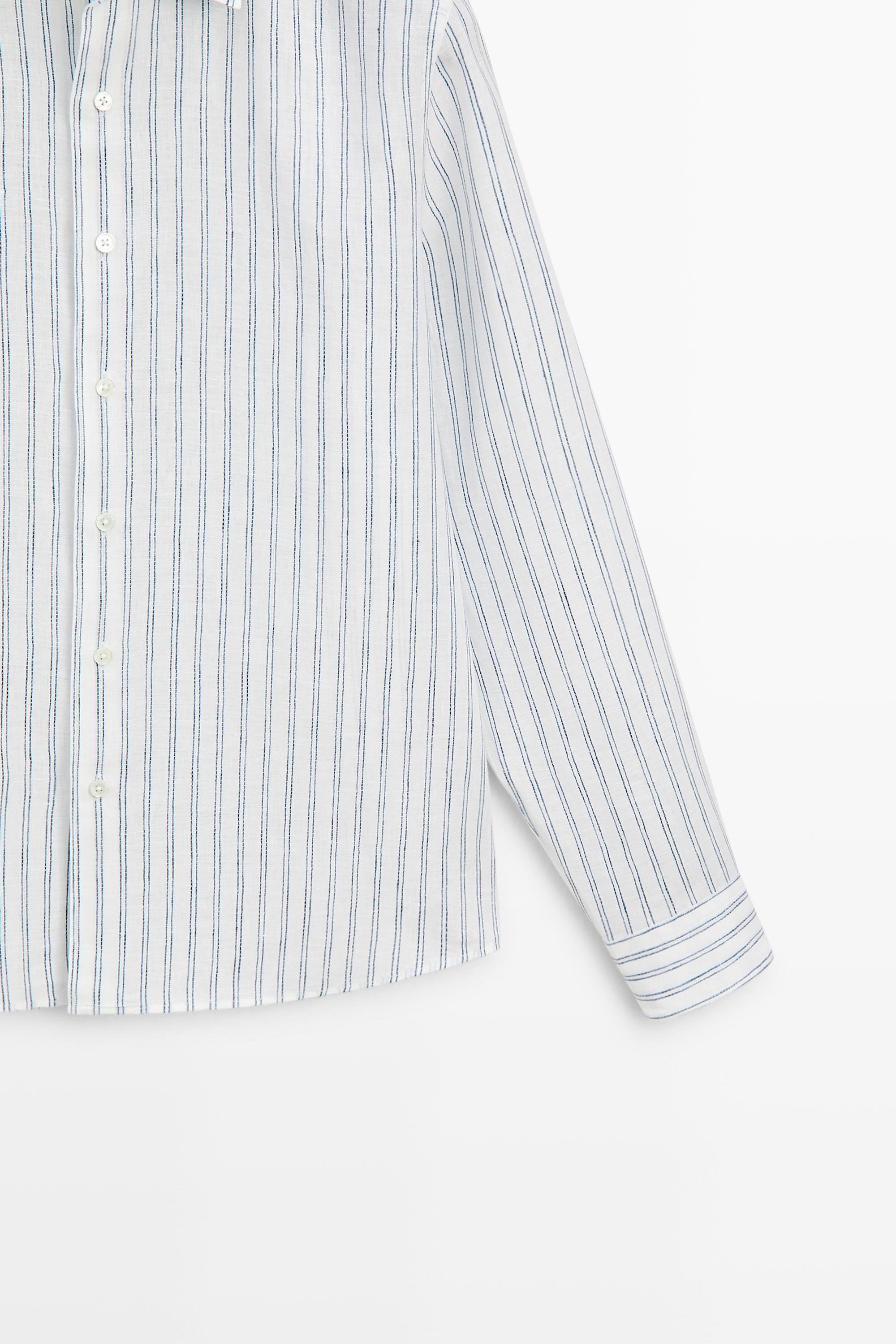 100% linen regular fit shirt — TURQUOISE