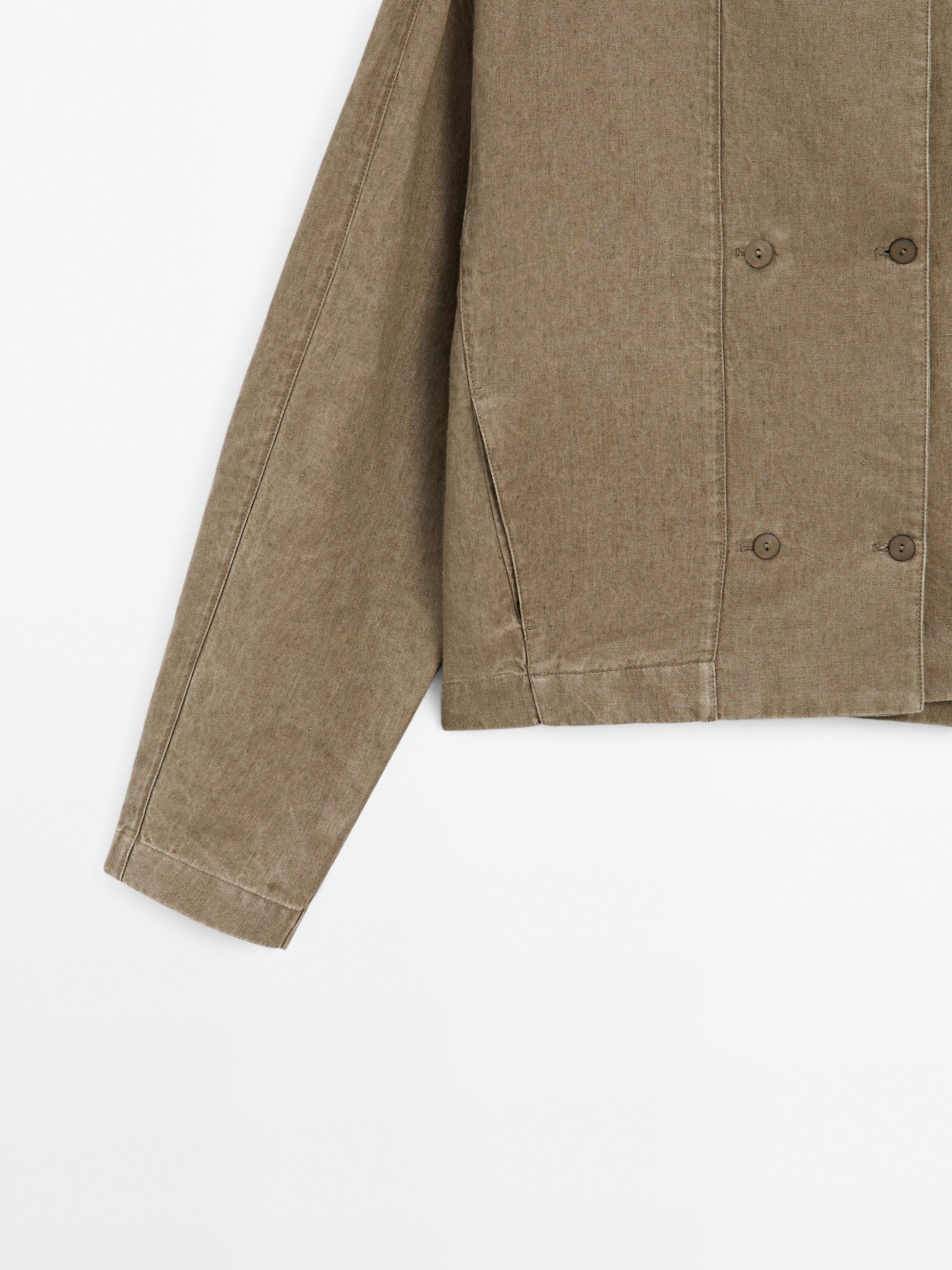 100% linen crossover bomber jacket