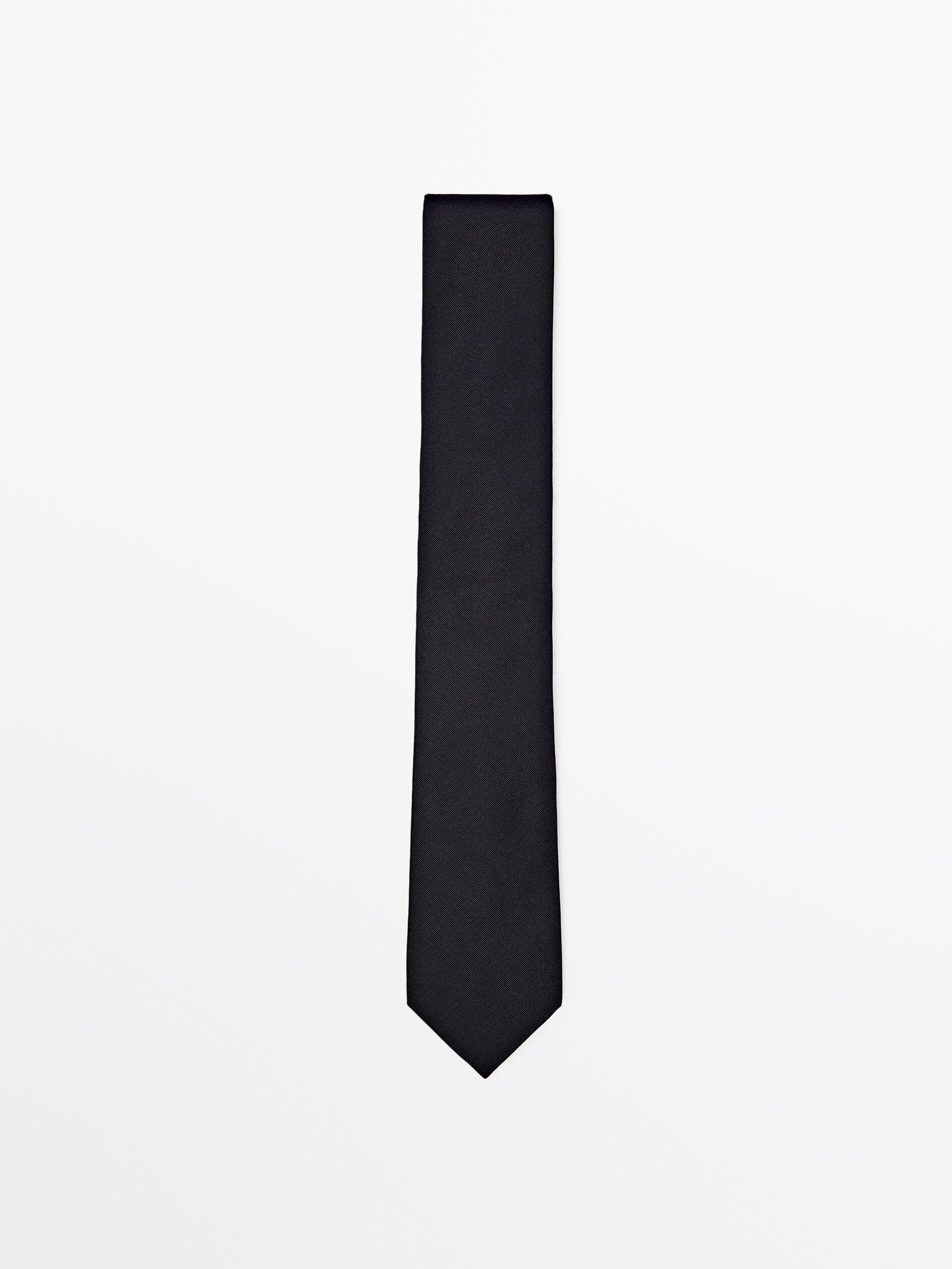 Cotton and silk blend twill tie — BLUE