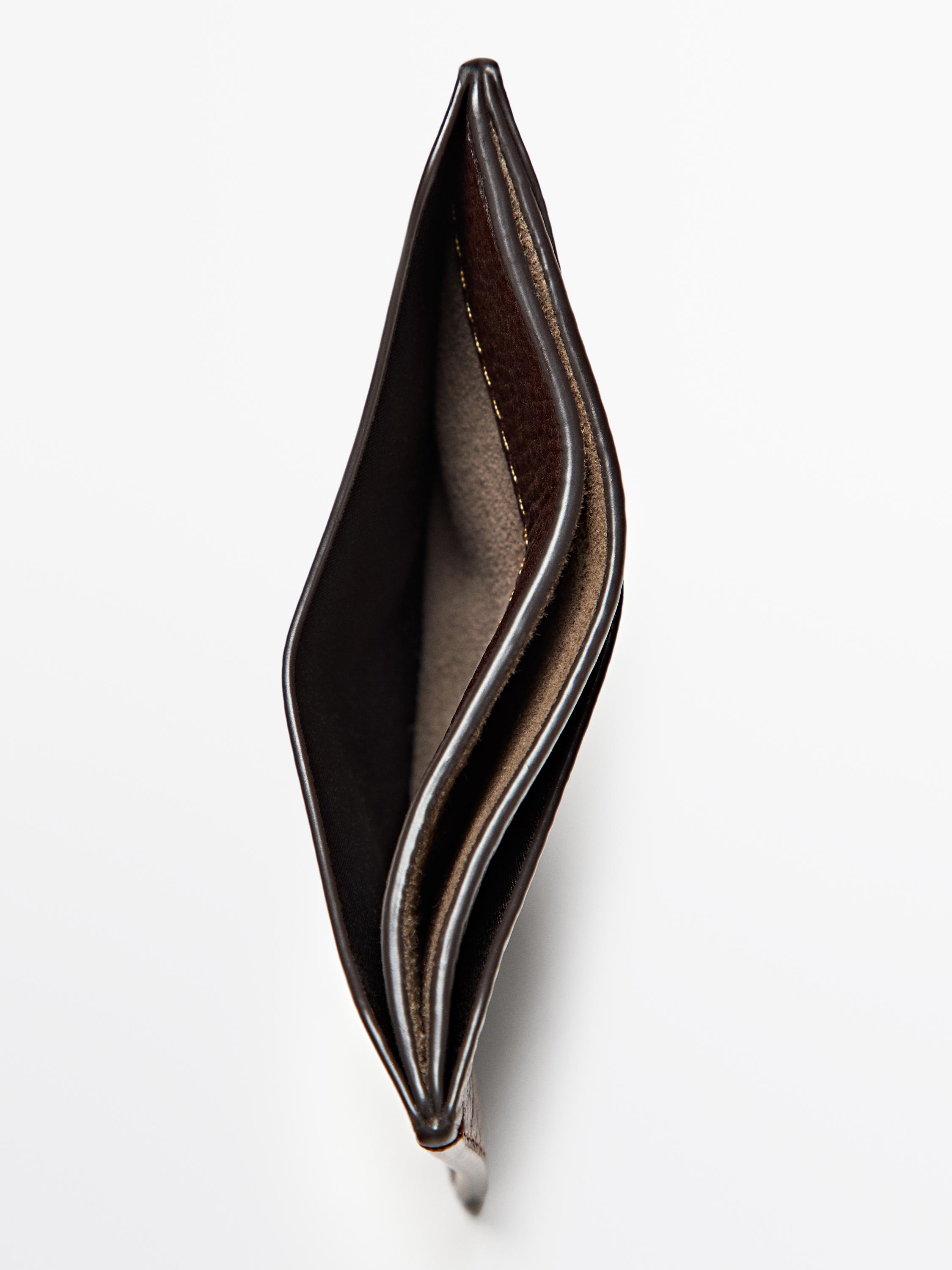 Nappa leather card holder — Chocolate