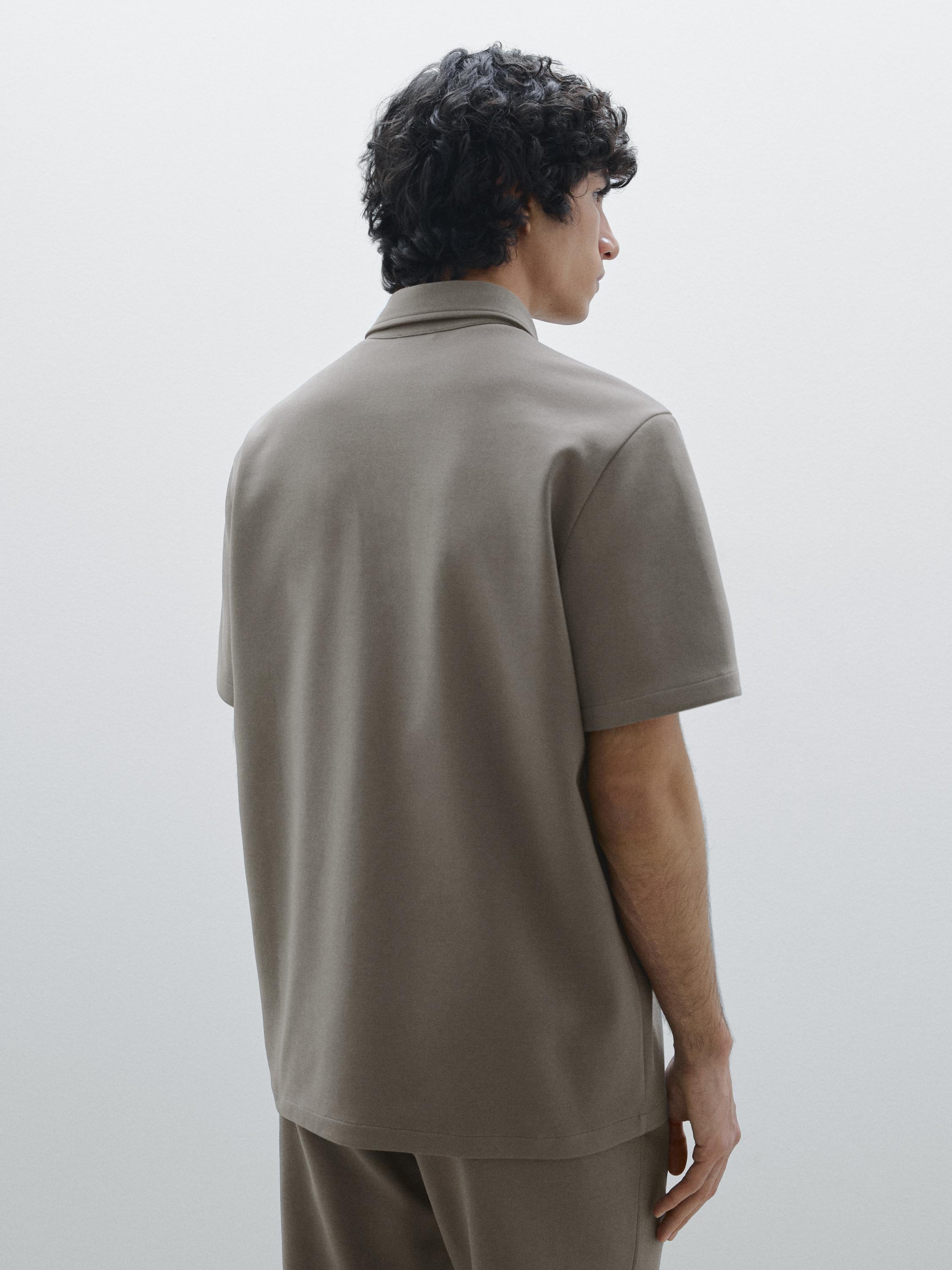Cotton blend shirt with snap buttons
