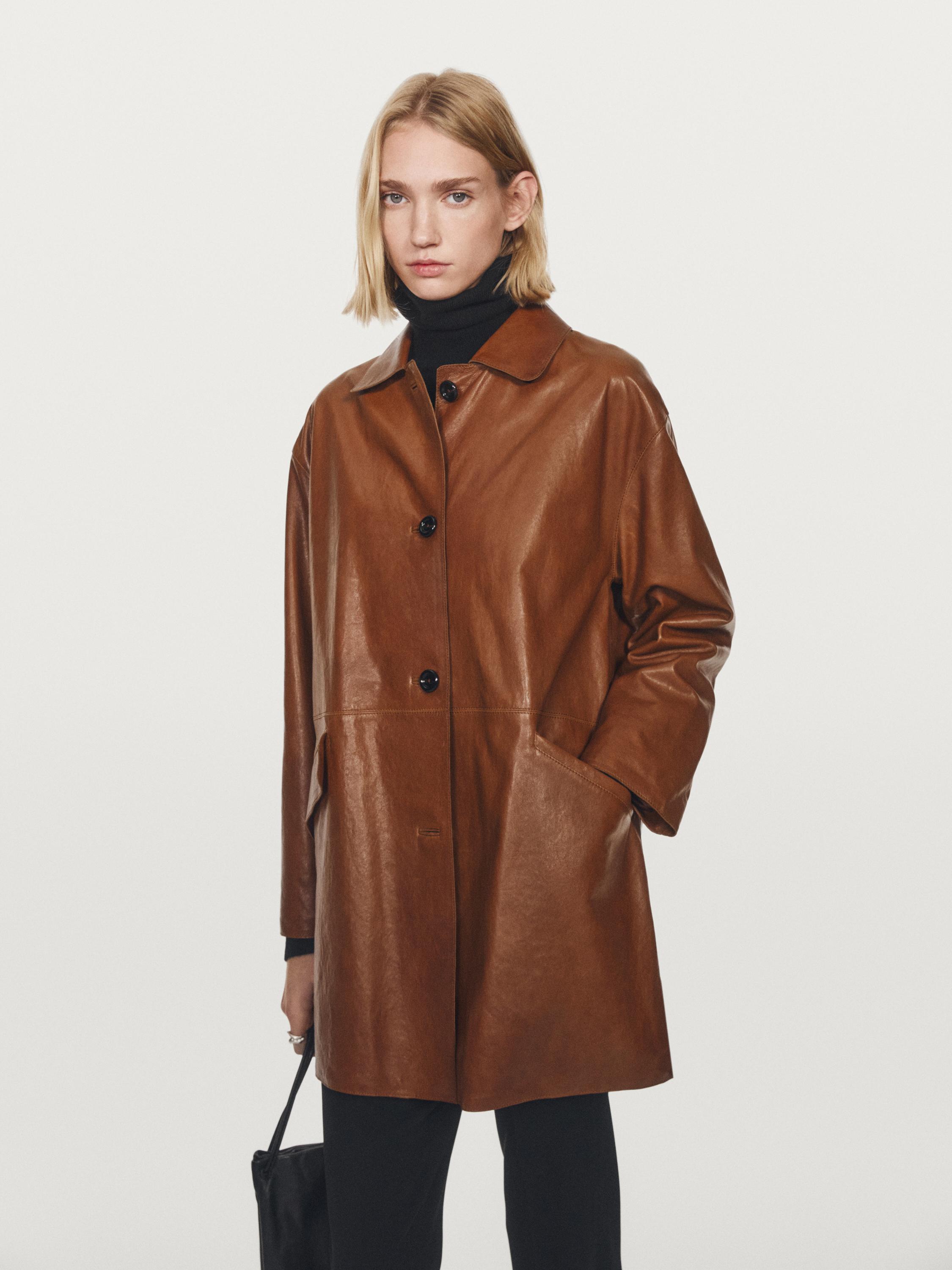 Long nappa leather coat