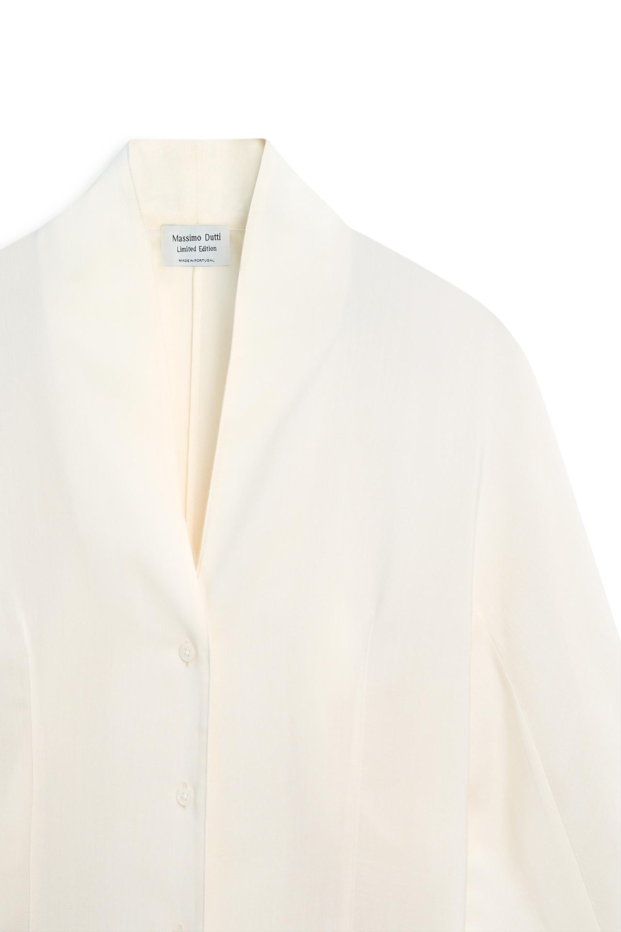 Flowing shirt with tuxedo-style collar detail - LIMITED EDITION — CREAM