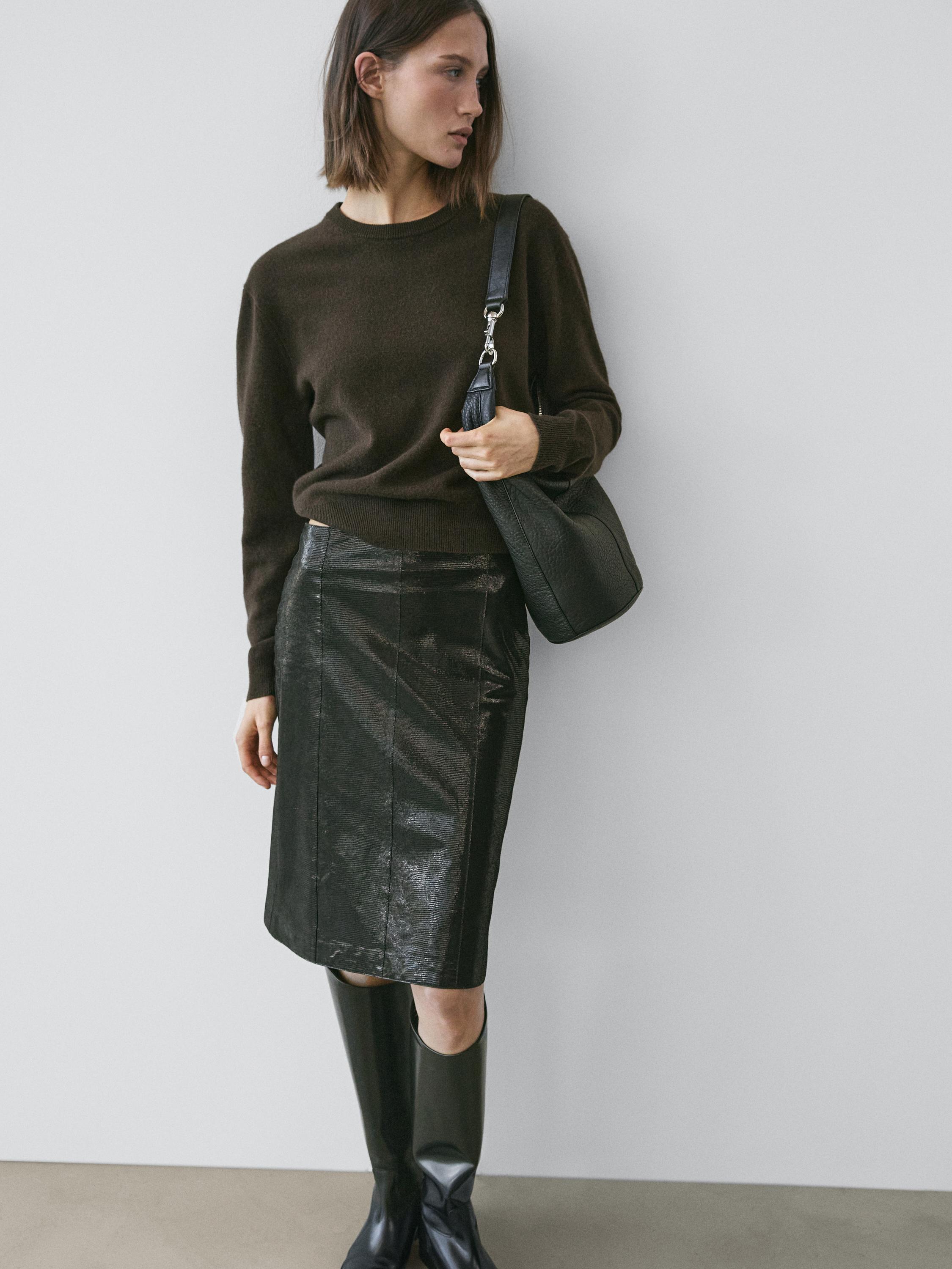 Jupe courte en cuir à imprimé animal