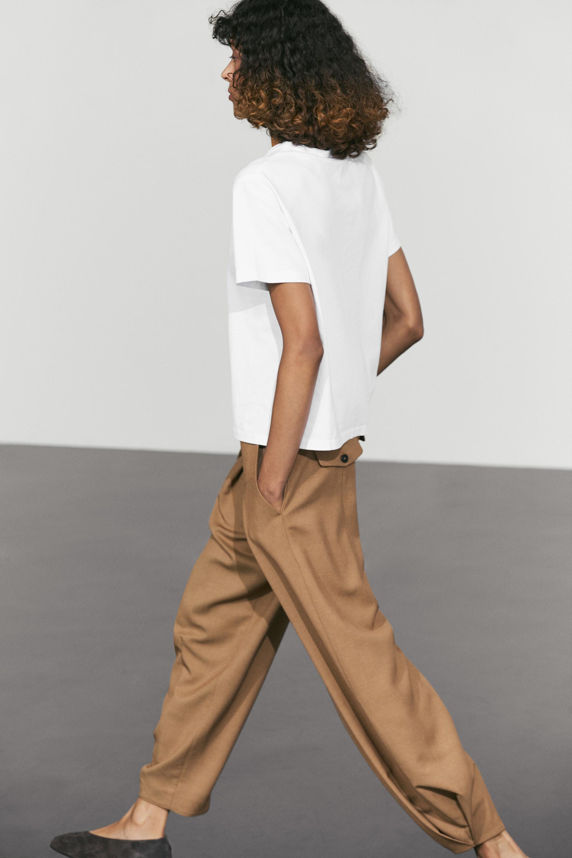 Pleated wool-blend pants — CAMEL
