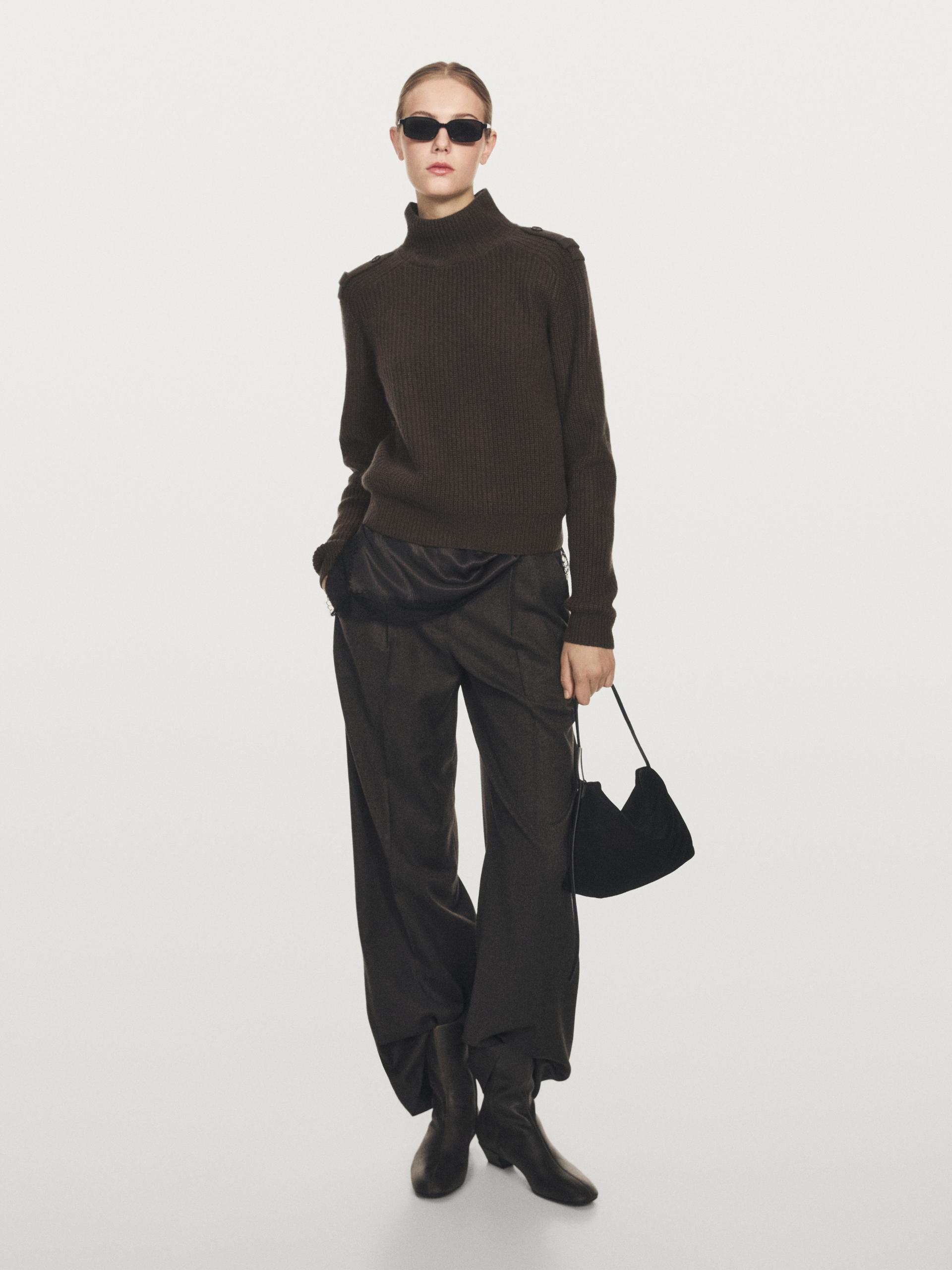 Jersey De Punto Detalle Hombro - Plomo - S - Massimo Dutti - Mujer